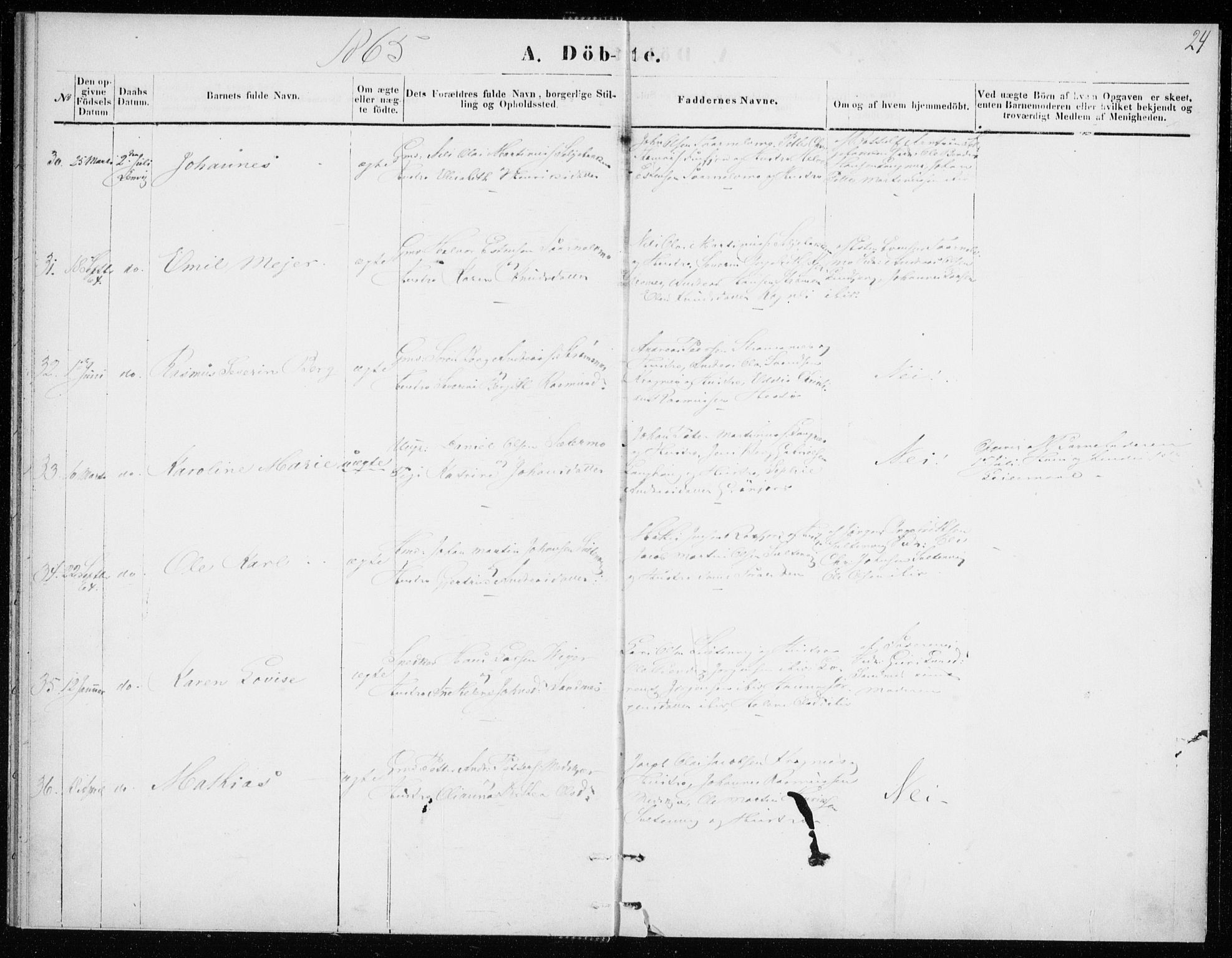 Lenvik sokneprestembete, SATØ/S-1310/H/Ha/Haa/L0008kirke: Ministerialbok nr. 8, 1864-1865, s. 24