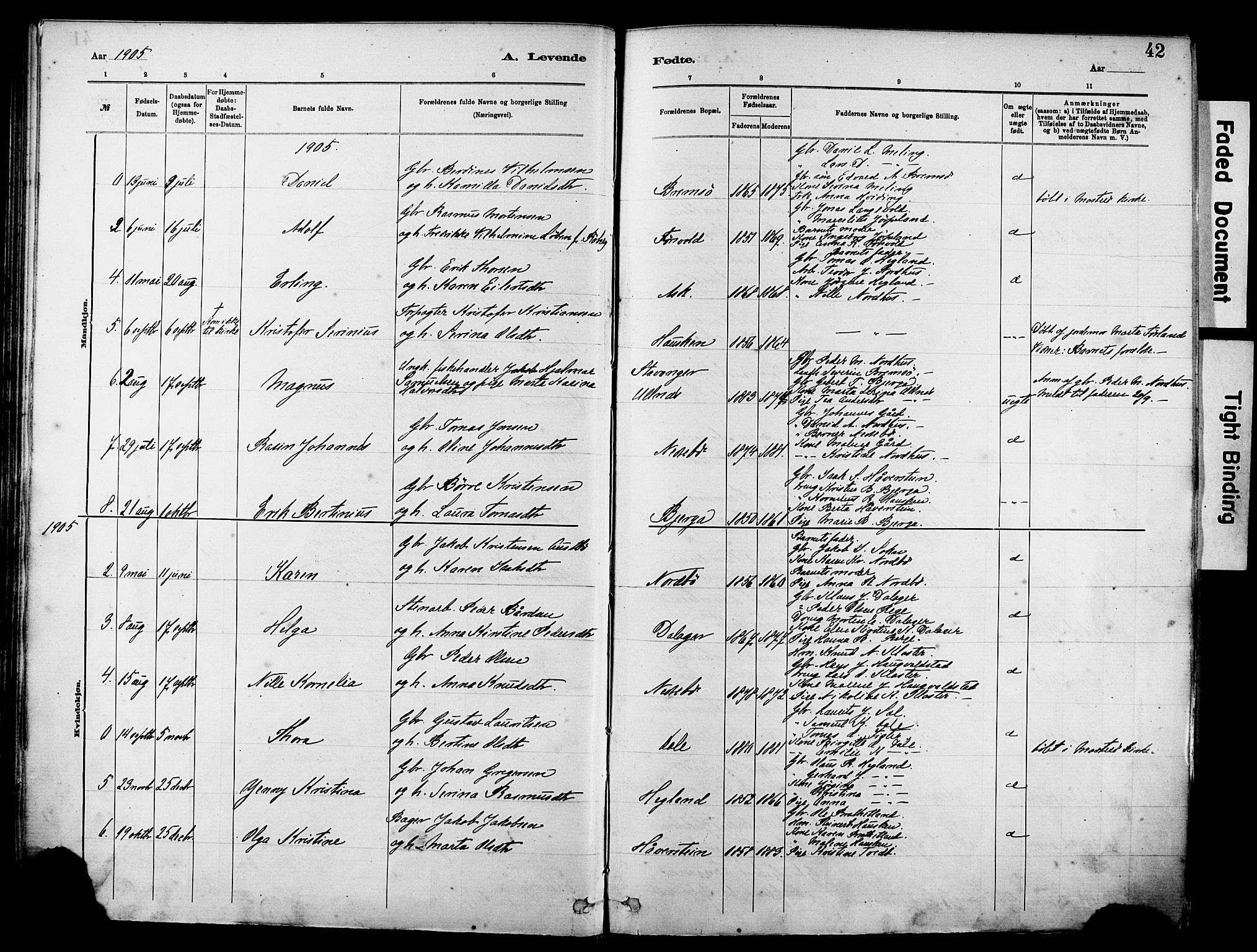 Rennesøy sokneprestkontor, AV/SAST-A -101827/H/Ha/Haa/L0012: Ministerialbok nr. A 13, 1885-1917, s. 42