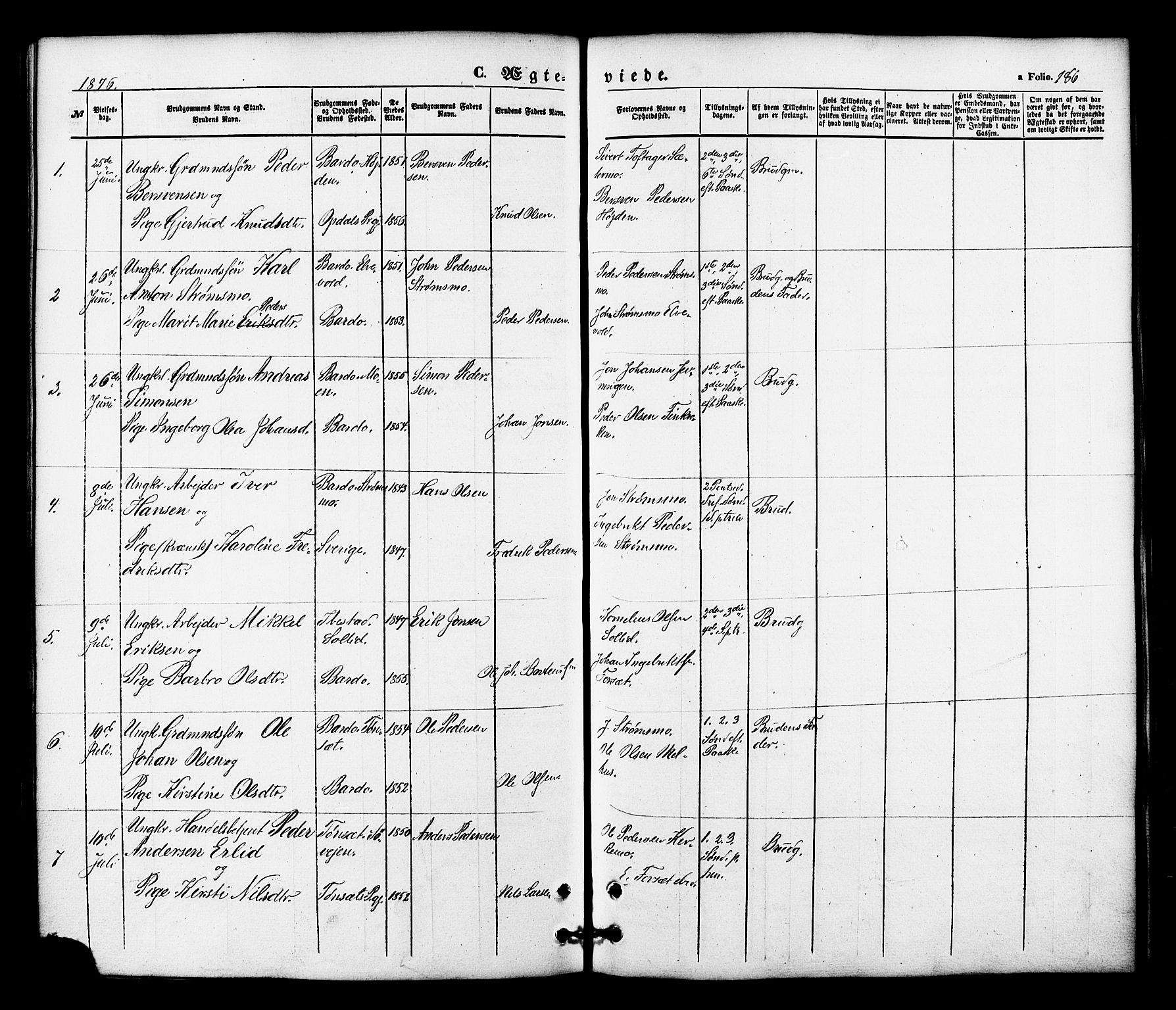 Målselv sokneprestembete, AV/SATØ-S-1311/G/Ga/Gaa/L0008kirke: Ministerialbok nr. 8, 1851-1877, s. 186
