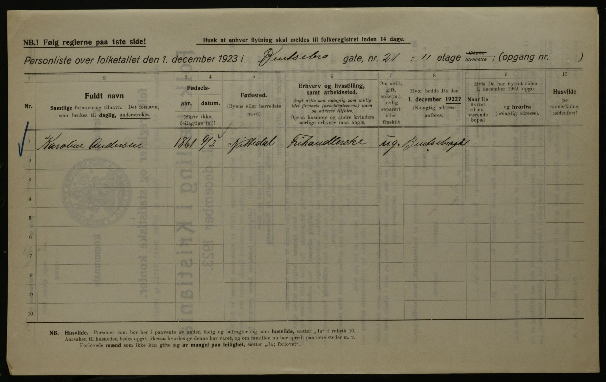 OBA, Kommunal folketelling 1.12.1923 for Kristiania, 1923, s. 4337