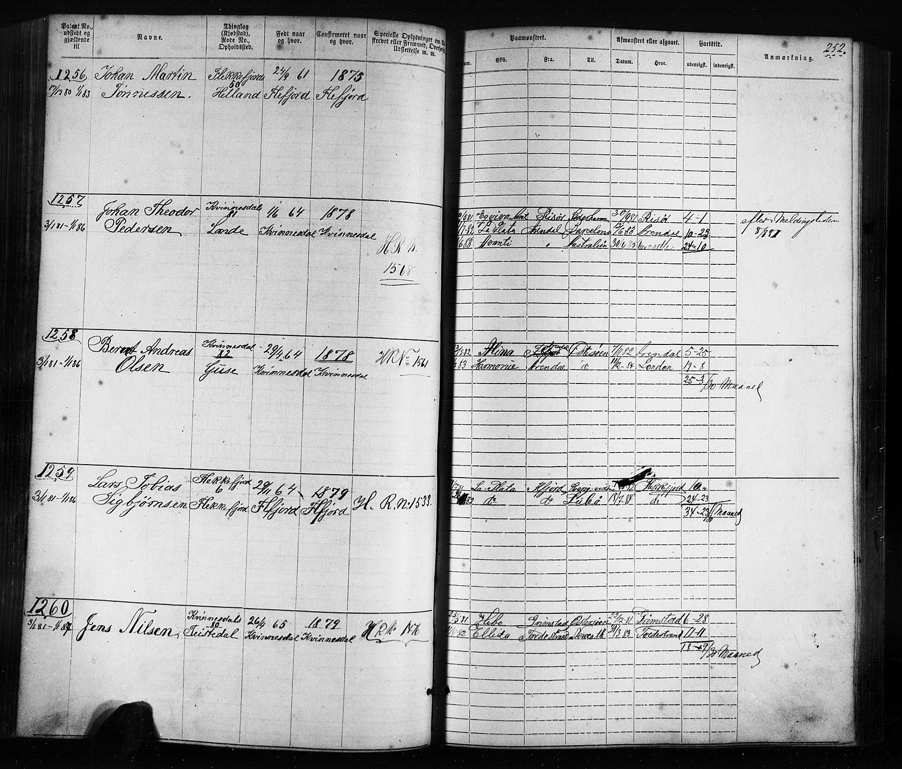 Flekkefjord mønstringskrets, AV/SAK-2031-0018/F/Fa/L0005: Annotasjonsrulle nr 1-1915 med register, Æ-2, 1868-1896, s. 274