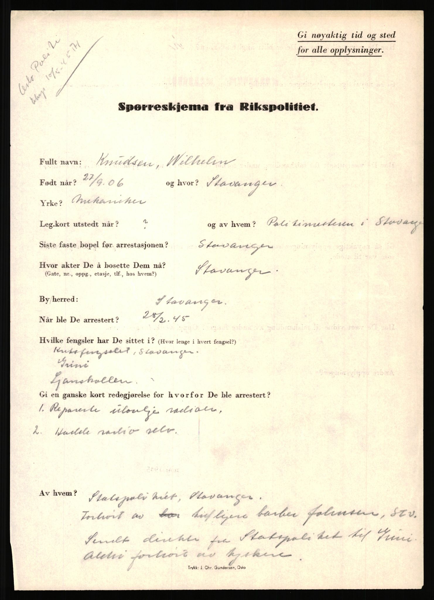 Rikspolitisjefen, AV/RA-S-1560/L/L0009: Karlsen, Aksel Emanuel - Kristiansen, Øivind Vetre, 1940-1945, s. 671