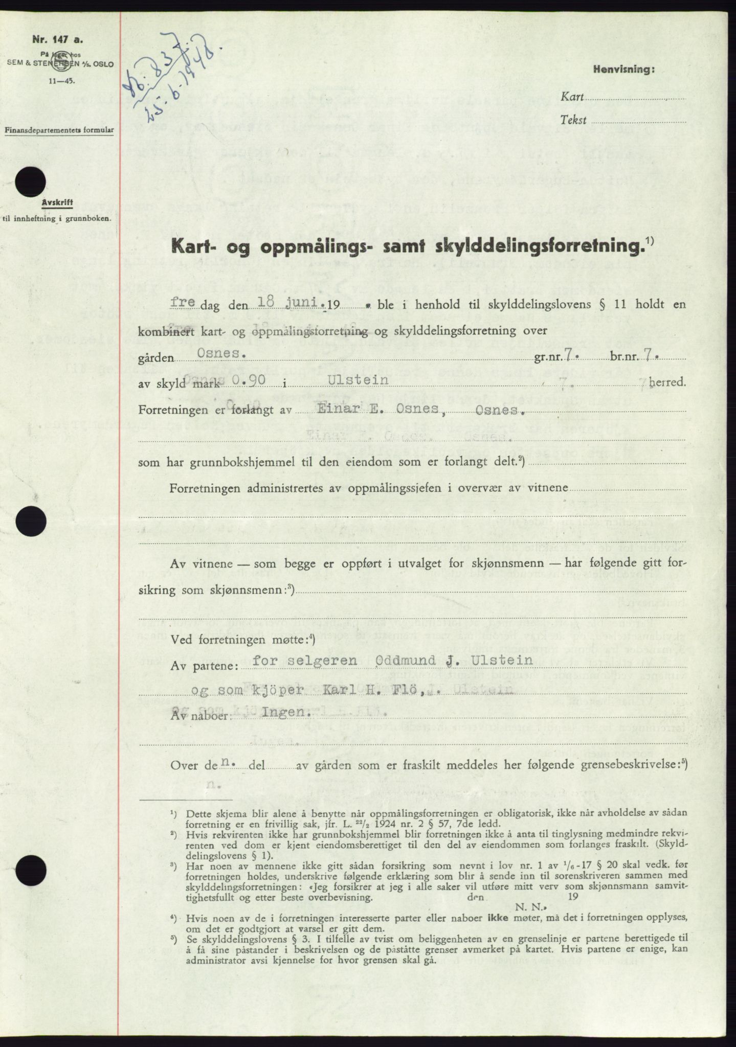 Søre Sunnmøre sorenskriveri, SAT/A-4122/1/2/2C/L0082: Pantebok nr. 8A, 1948-1948, Dagboknr: 837/1948