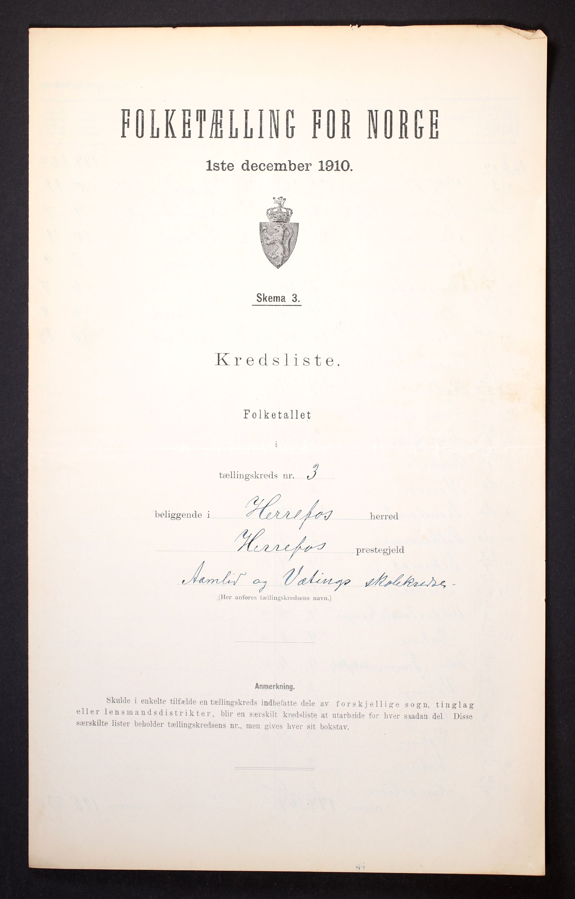 RA, Folketelling 1910 for 0933 Herefoss herred, 1910, s. 10