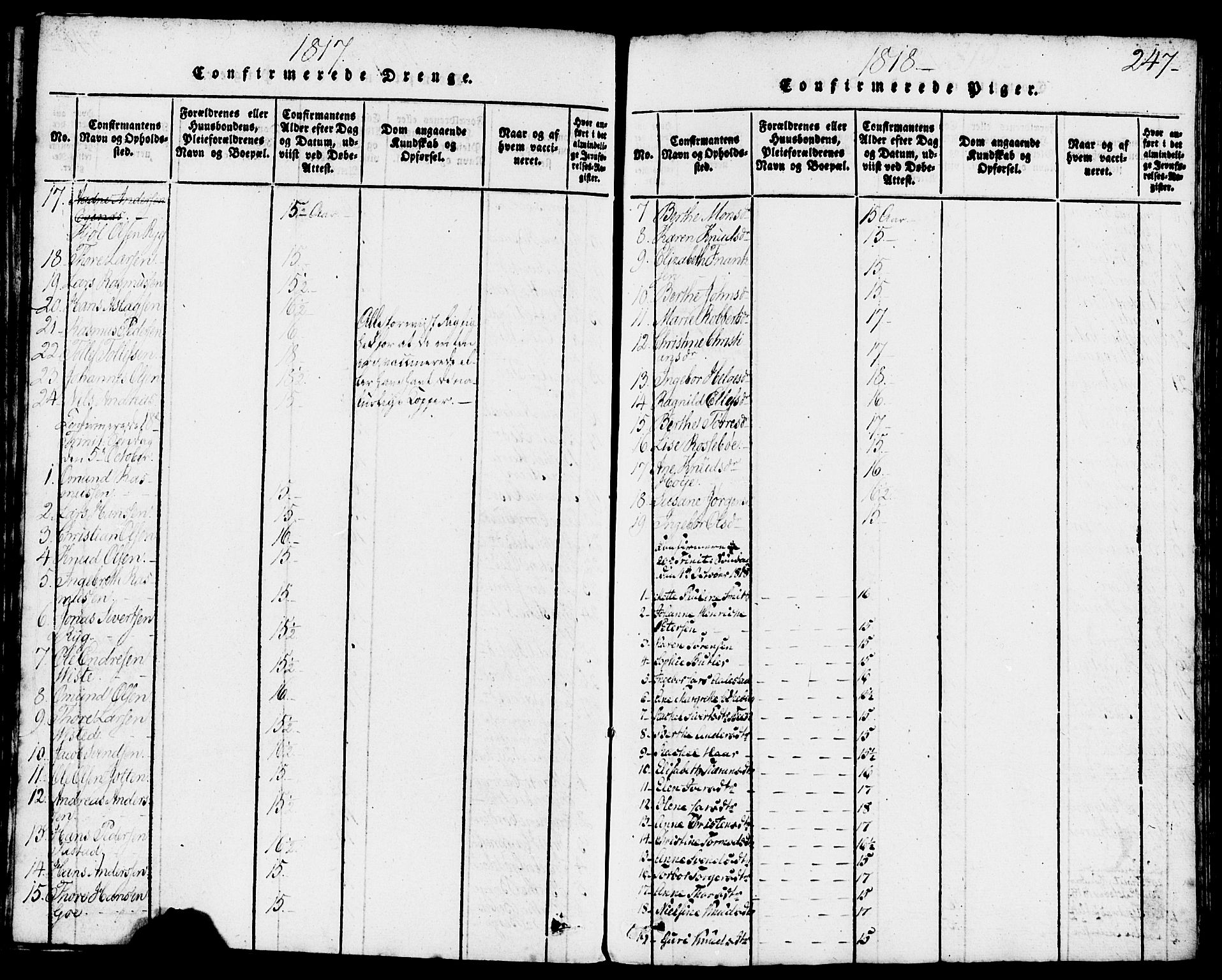 Domkirken sokneprestkontor, AV/SAST-A-101812/001/30/30BB/L0008: Klokkerbok nr. B 8, 1816-1821, s. 247