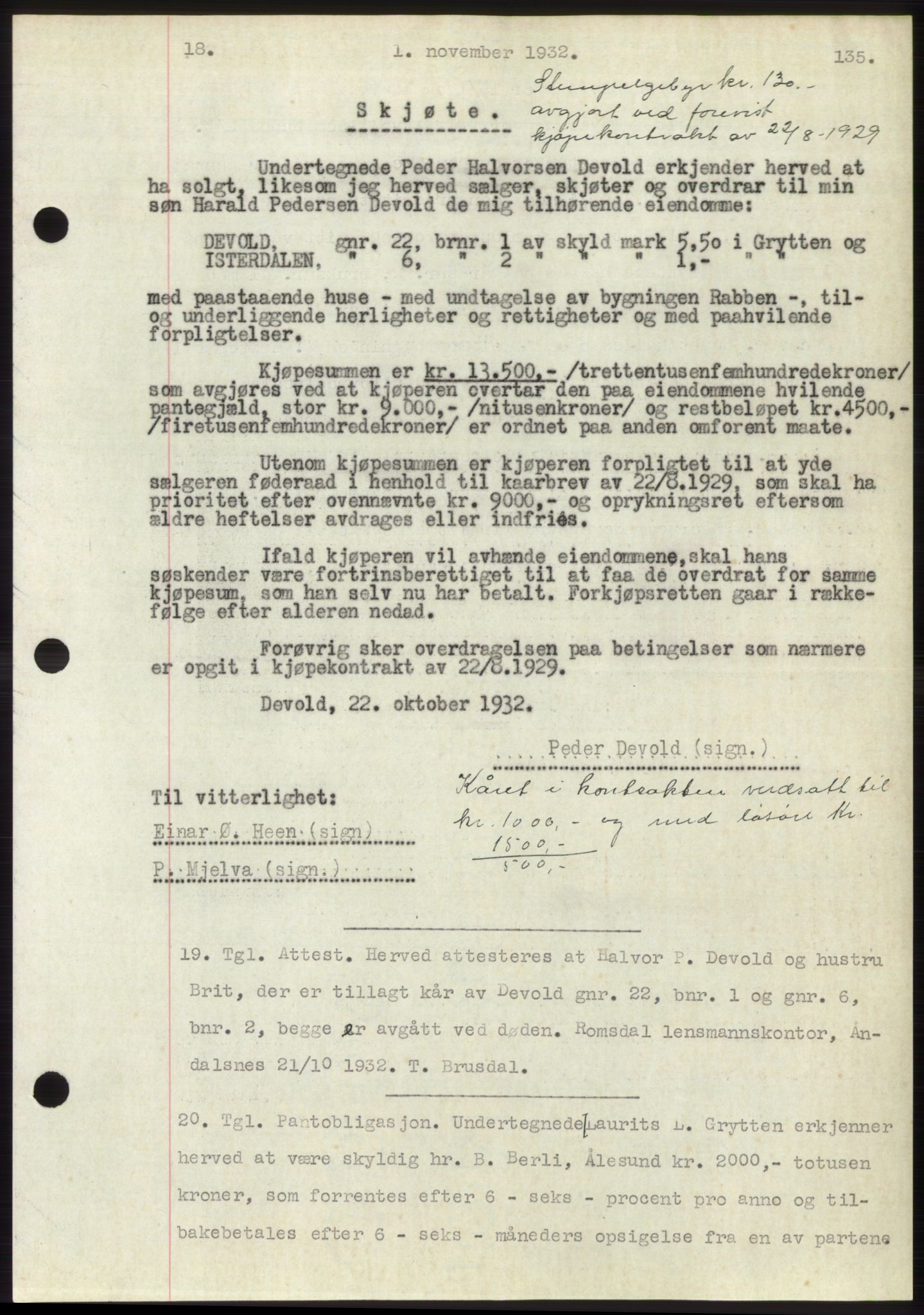 Romsdal sorenskriveri, SAT/A-4149/1/2/2C/L0062: Pantebok nr. 56, 1932-1933, Tingl.dato: 01.11.1932
