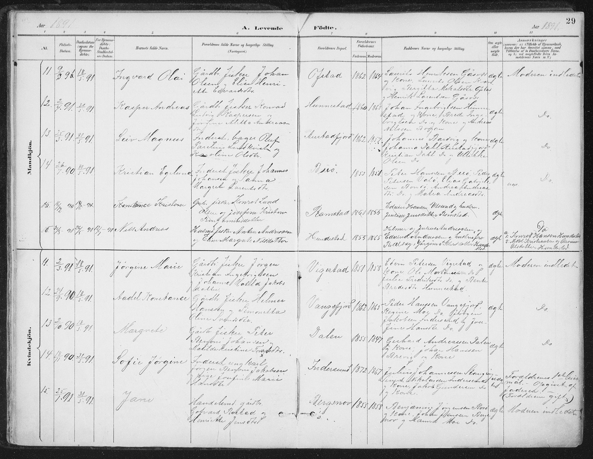 Ministerialprotokoller, klokkerbøker og fødselsregistre - Nord-Trøndelag, SAT/A-1458/786/L0687: Ministerialbok nr. 786A03, 1888-1898, s. 29