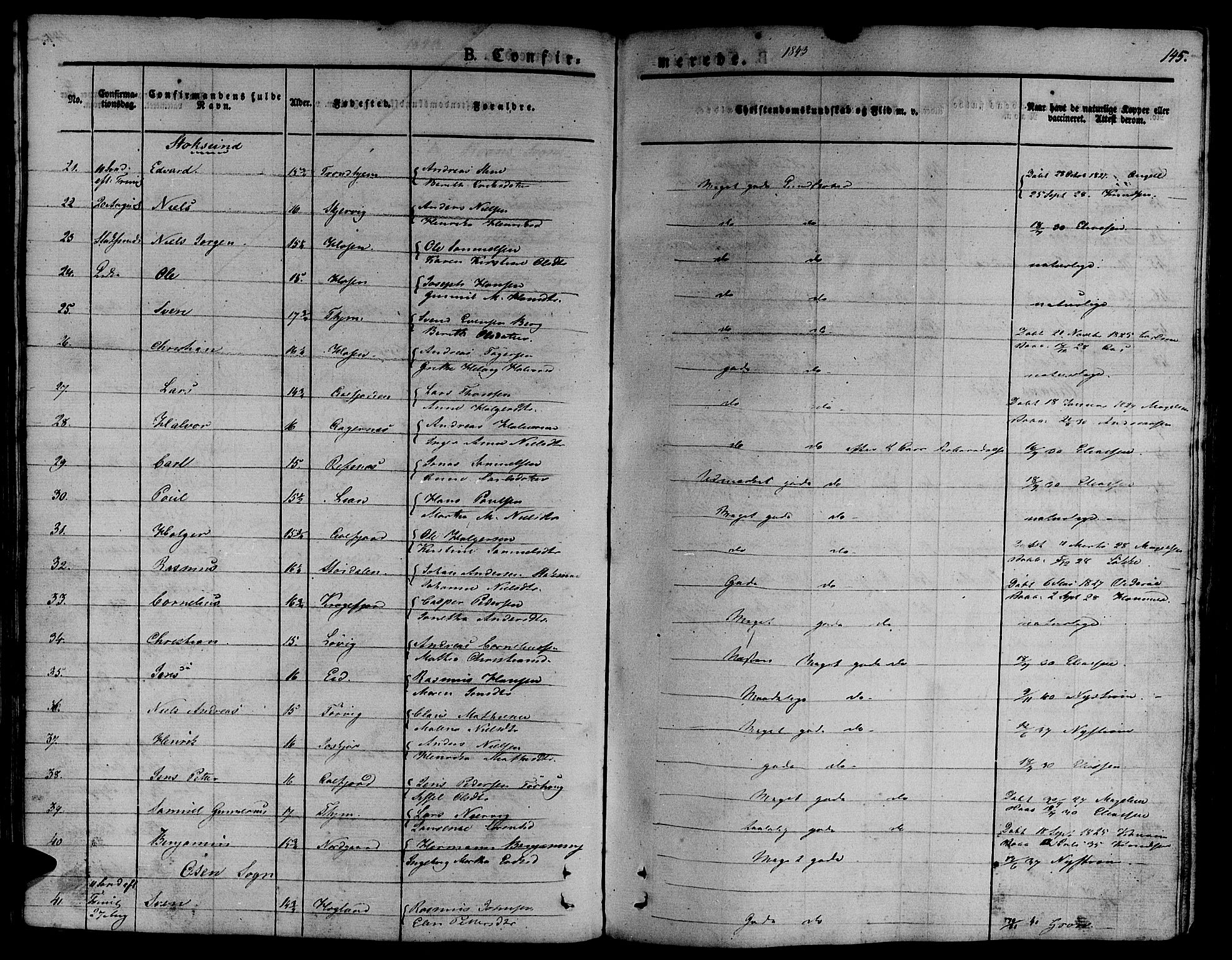Ministerialprotokoller, klokkerbøker og fødselsregistre - Sør-Trøndelag, AV/SAT-A-1456/657/L0703: Ministerialbok nr. 657A04, 1831-1846, s. 145