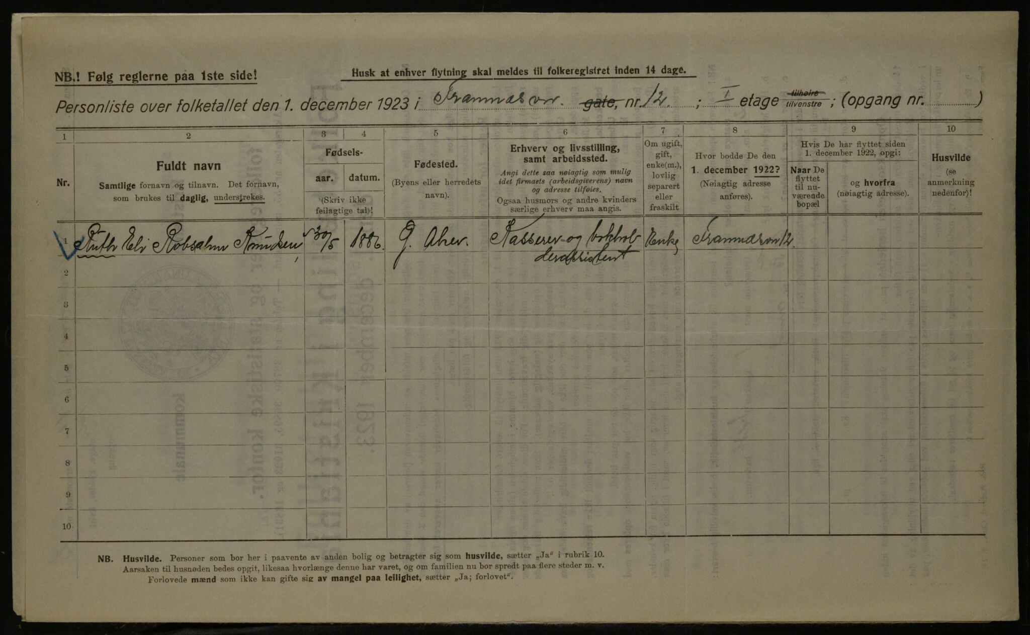 OBA, Kommunal folketelling 1.12.1923 for Kristiania, 1923, s. 28592