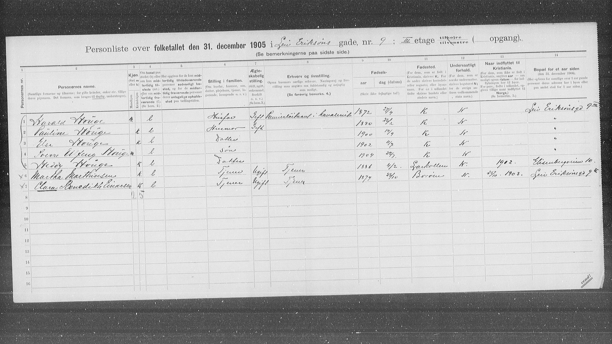 OBA, Kommunal folketelling 31.12.1905 for Kristiania kjøpstad, 1905, s. 30111
