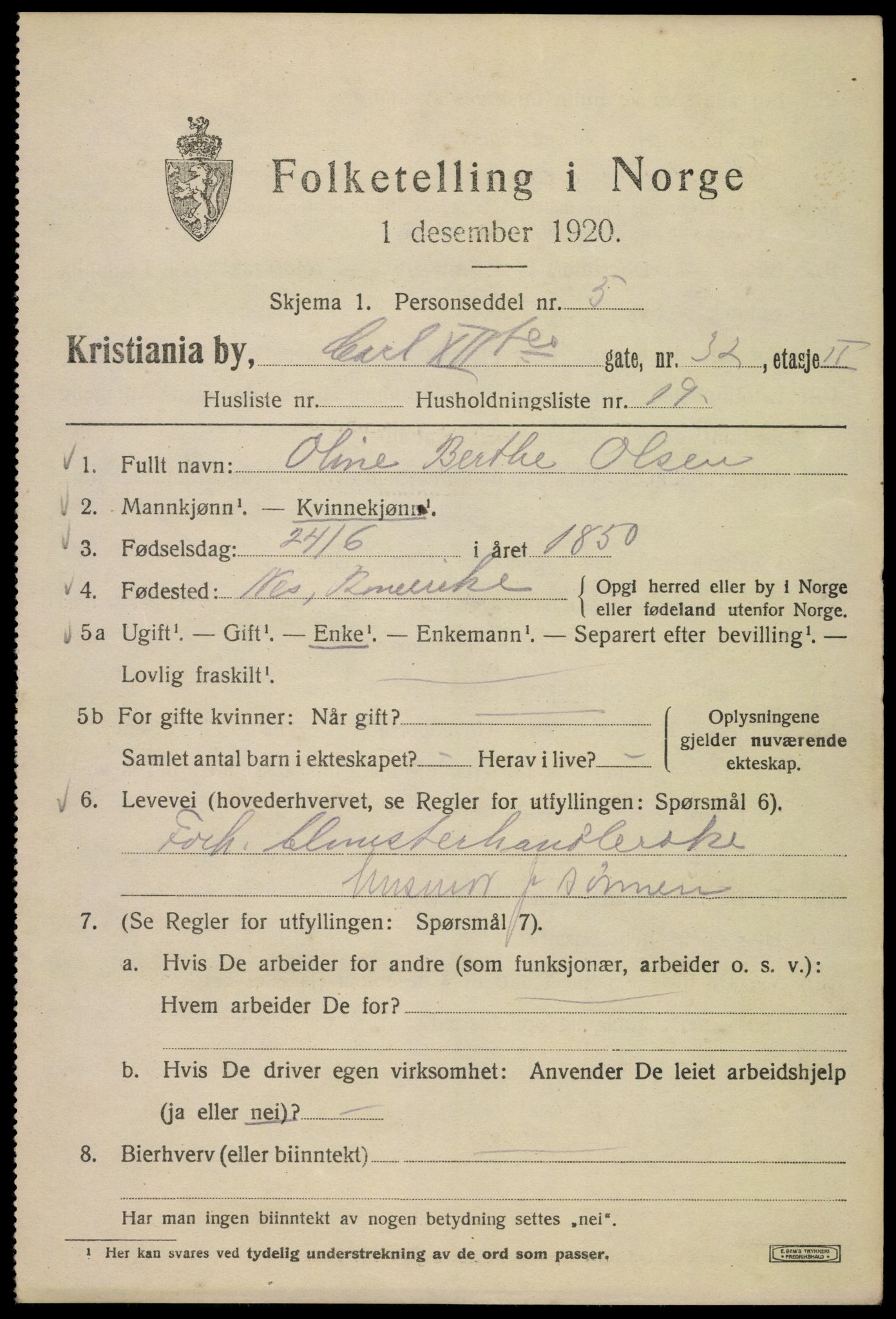 SAO, Folketelling 1920 for 0301 Kristiania kjøpstad, 1920, s. 329975