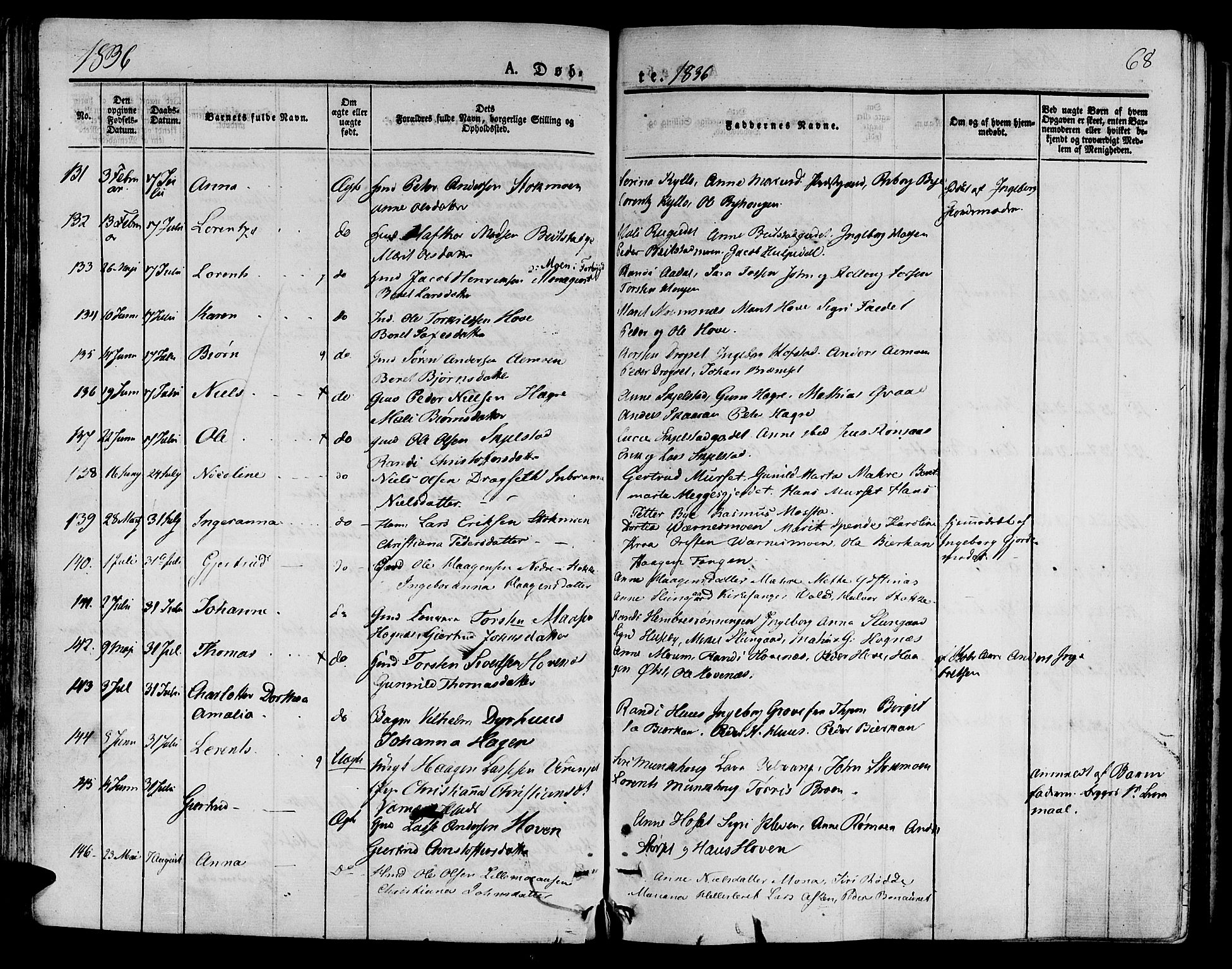 Ministerialprotokoller, klokkerbøker og fødselsregistre - Nord-Trøndelag, AV/SAT-A-1458/709/L0071: Ministerialbok nr. 709A11, 1833-1844, s. 68