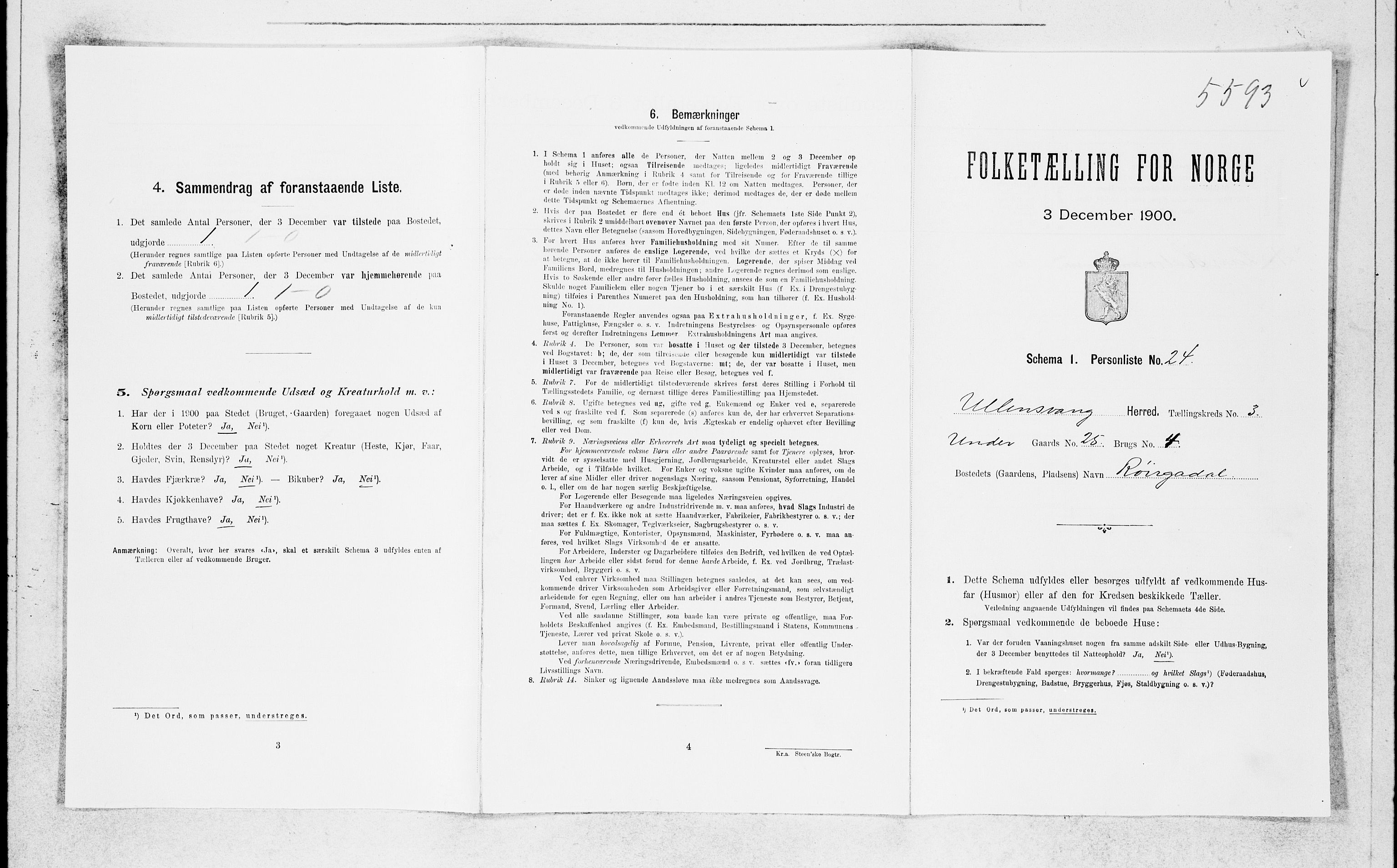 SAB, Folketelling 1900 for 1230 Ullensvang herred, 1900, s. 381