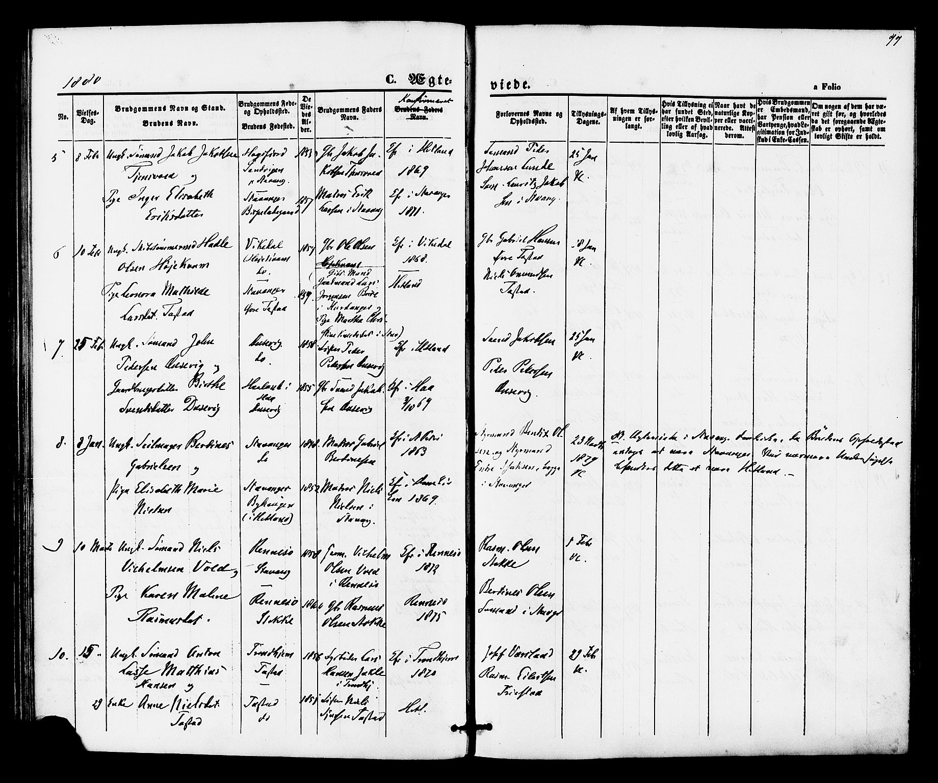 Hetland sokneprestkontor, AV/SAST-A-101826/30/30BA/L0005: Ministerialbok nr. A 5, 1869-1884, s. 77