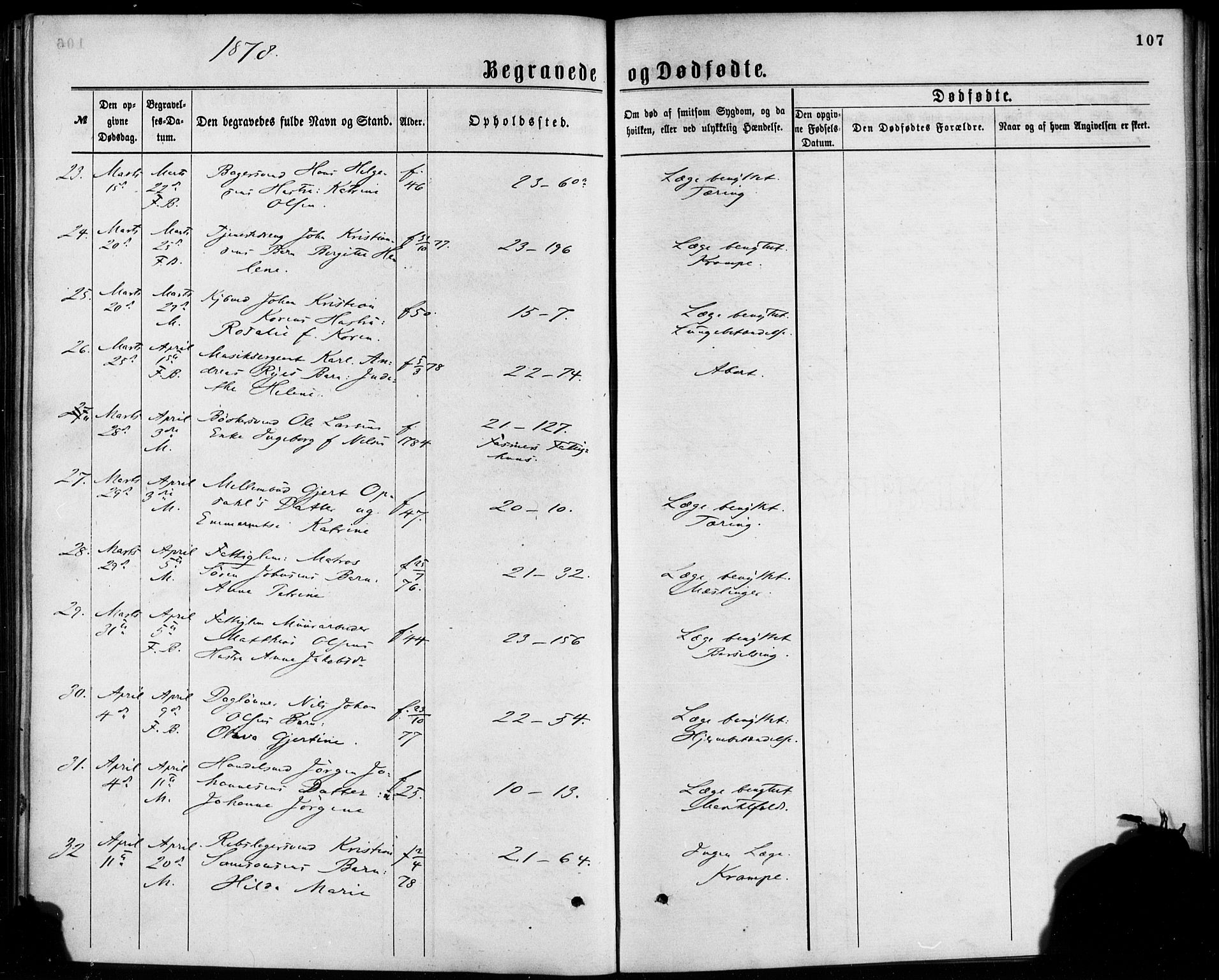 Korskirken sokneprestembete, AV/SAB-A-76101/H/Haa/L0046: Ministerialbok nr. E 4, 1875-1883, s. 107