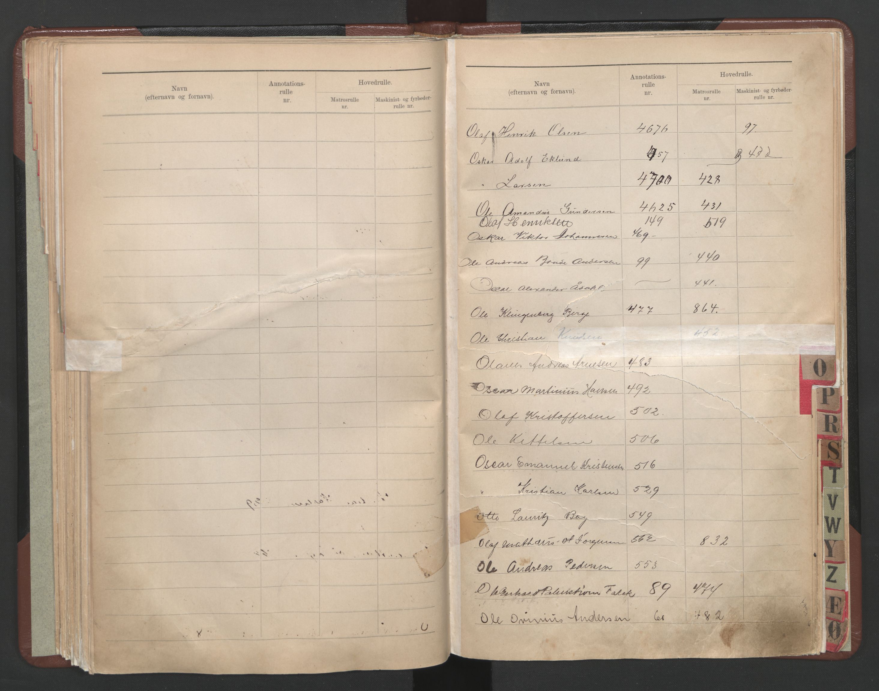 Arendal mønstringskrets, AV/SAK-2031-0012/F/Fb/L0028: Register til annotasjonsrulle og hovedrulle A og B, S-26, 1902-1948, s. 78