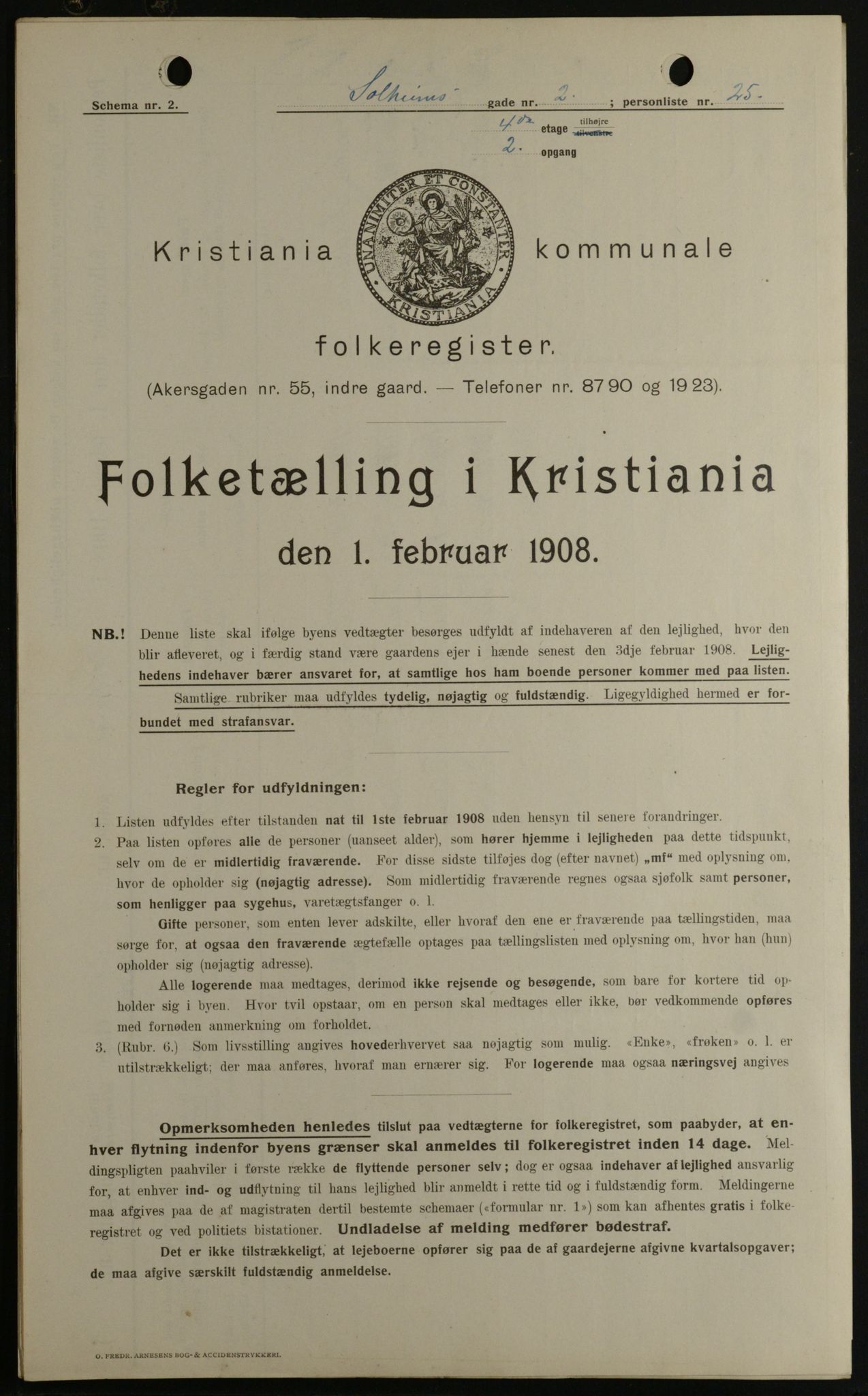 OBA, Kommunal folketelling 1.2.1908 for Kristiania kjøpstad, 1908, s. 89720