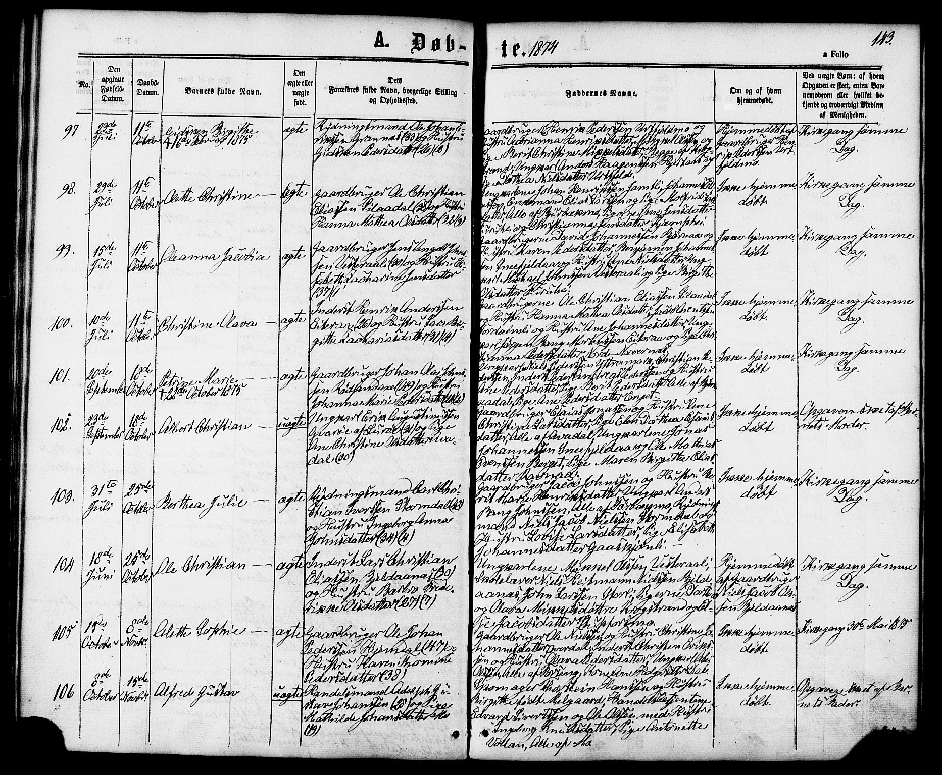 Ministerialprotokoller, klokkerbøker og fødselsregistre - Nordland, AV/SAT-A-1459/827/L0393: Ministerialbok nr. 827A05, 1863-1883, s. 143