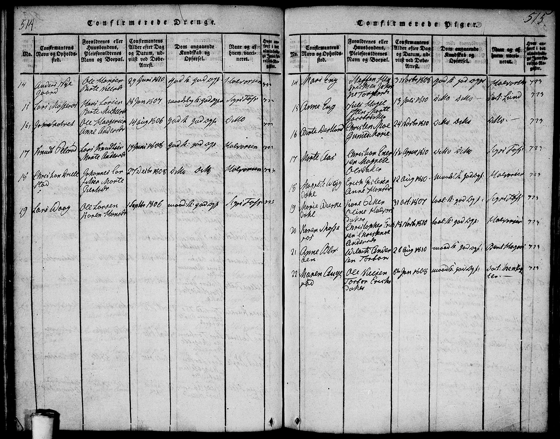 Våler prestekontor Kirkebøker, AV/SAO-A-11083/F/Fa/L0005: Ministerialbok nr. I 5, 1815-1839, s. 514-515
