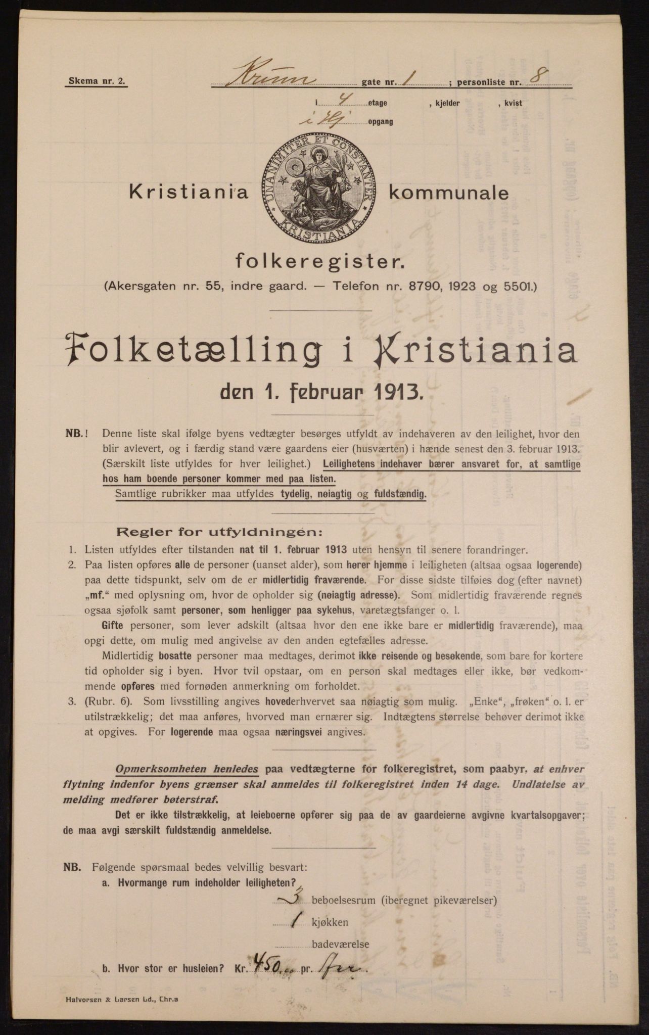 OBA, Kommunal folketelling 1.2.1913 for Kristiania, 1913, s. 54436