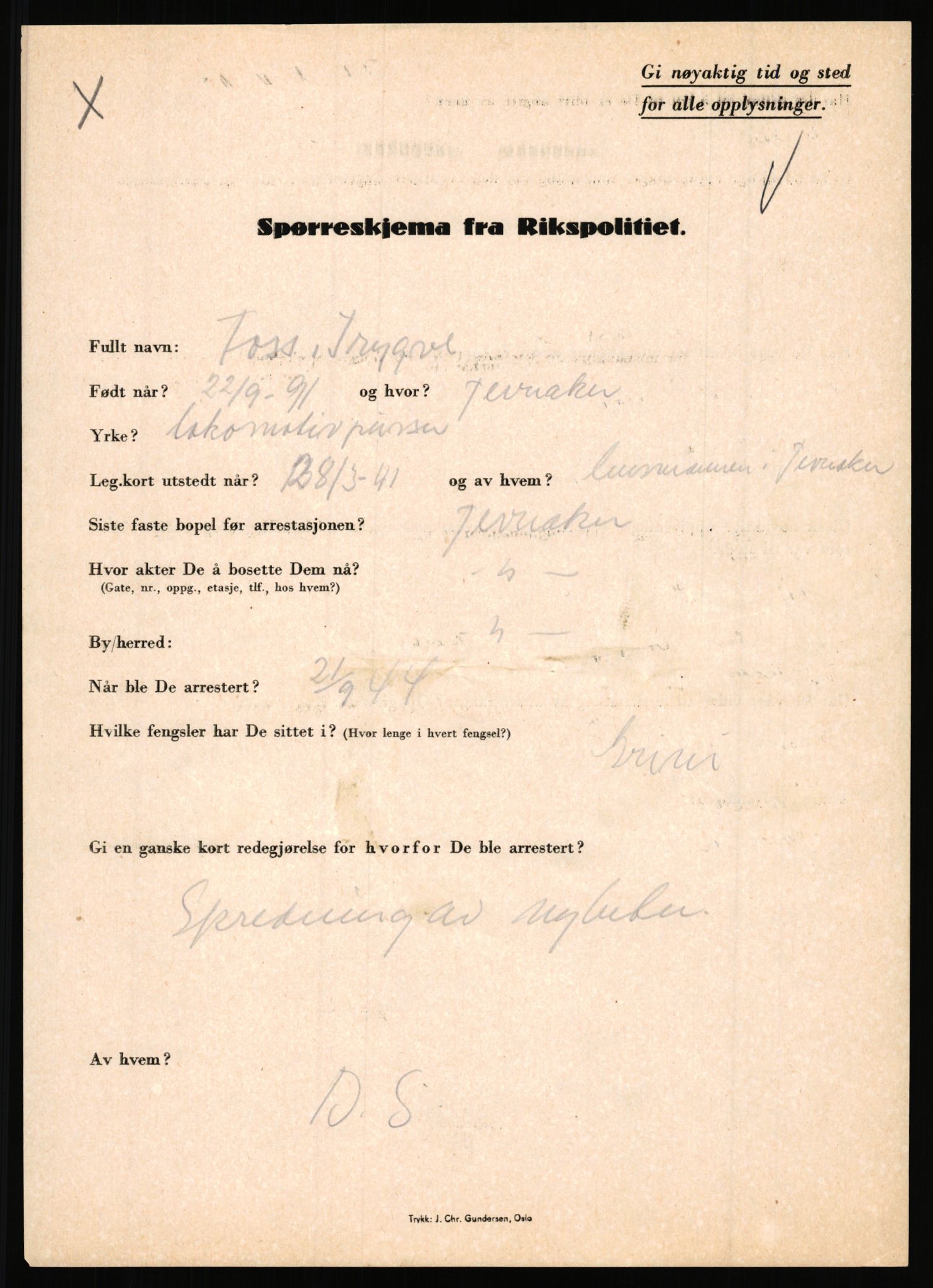 Rikspolitisjefen, AV/RA-S-1560/L/L0004: Eriksen, Alf - Geving, Øivind, 1940-1945, s. 711