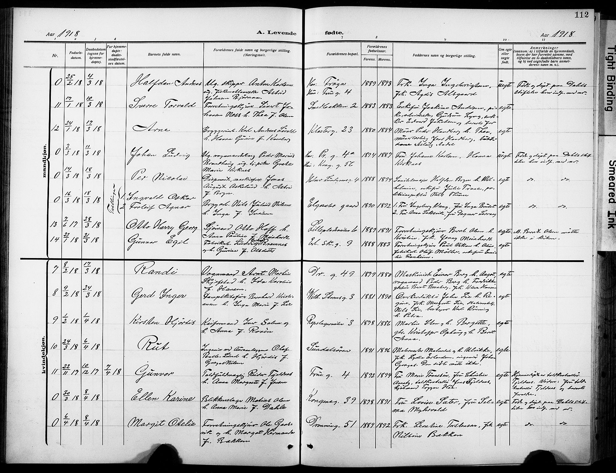 Ministerialprotokoller, klokkerbøker og fødselsregistre - Sør-Trøndelag, SAT/A-1456/601/L0096: Klokkerbok nr. 601C14, 1911-1931, s. 112