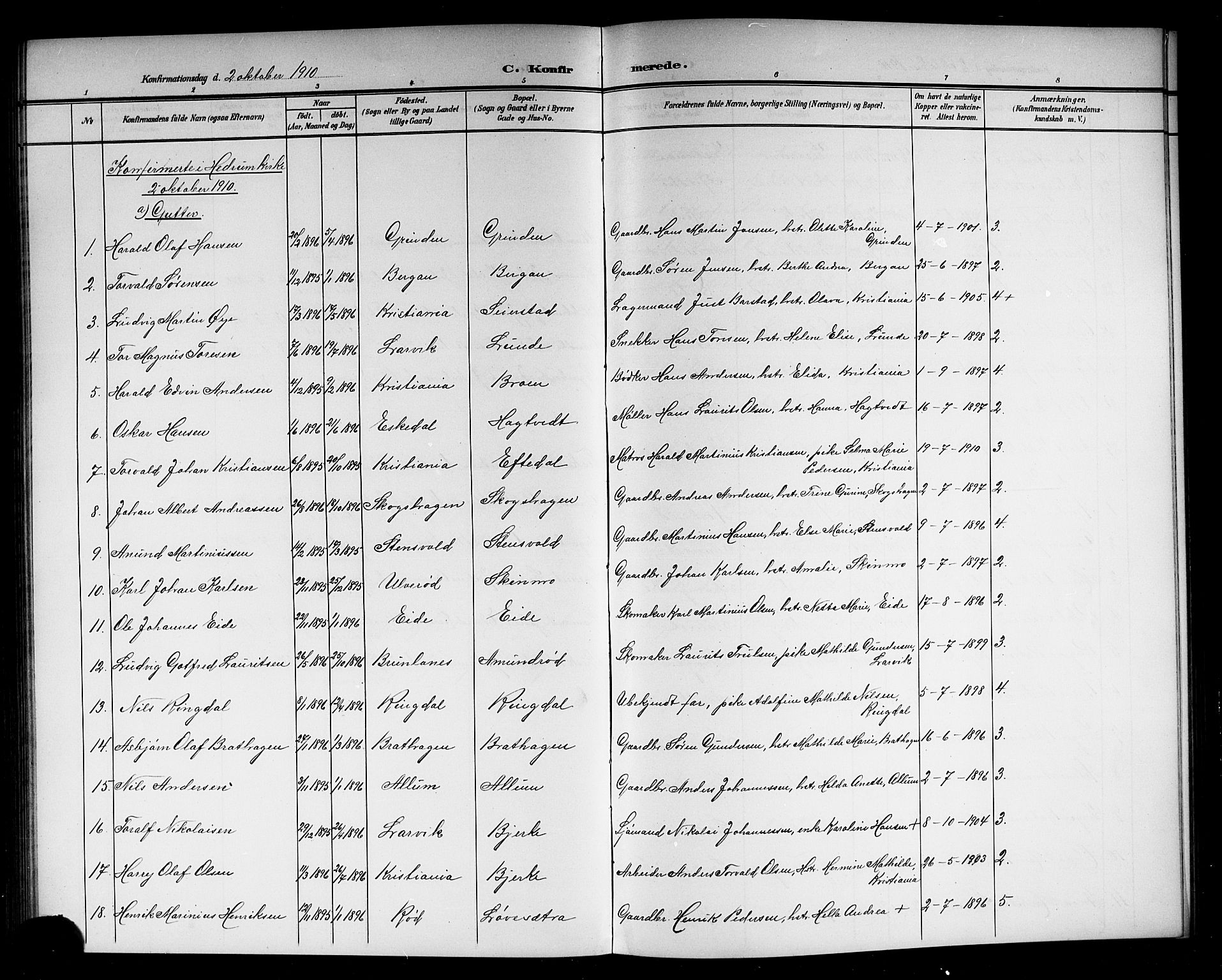 Hedrum kirkebøker, AV/SAKO-A-344/G/Ga/L0004: Klokkerbok nr. I 4, 1902-1915