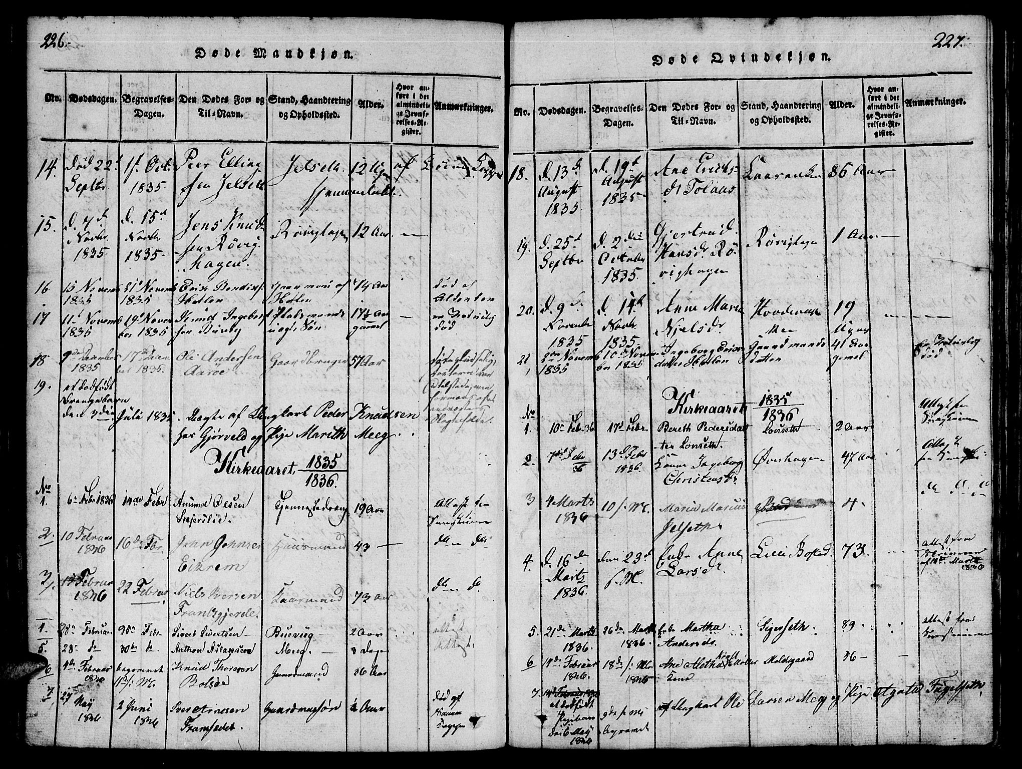 Ministerialprotokoller, klokkerbøker og fødselsregistre - Møre og Romsdal, SAT/A-1454/555/L0652: Ministerialbok nr. 555A03, 1817-1843, s. 226-227
