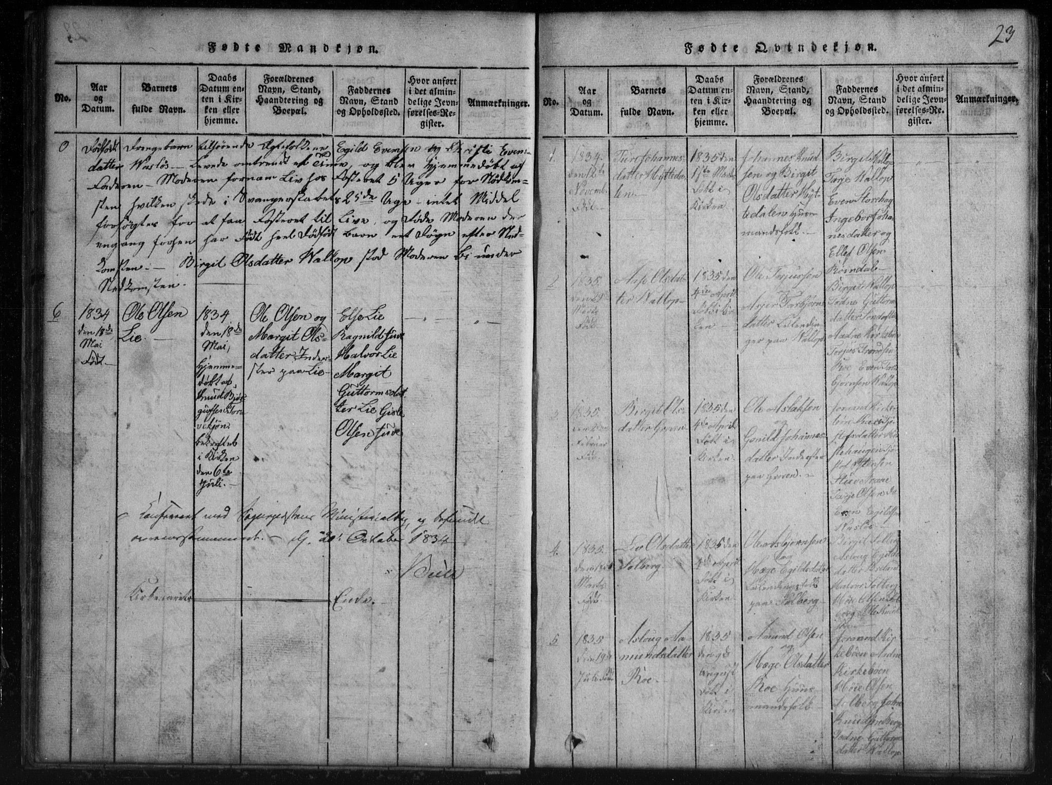 Rauland kirkebøker, AV/SAKO-A-292/G/Gb/L0001: Klokkerbok nr. II 1, 1815-1886, s. 23