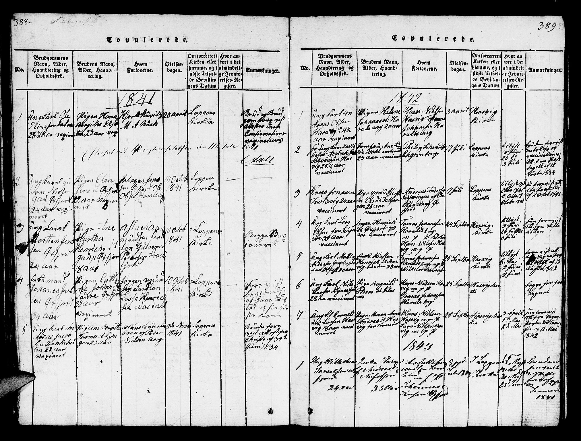 Loppa sokneprestkontor, AV/SATØ-S-1339/H/Hb/L0001klokker: Klokkerbok nr. 1, 1820-1849, s. 388-389