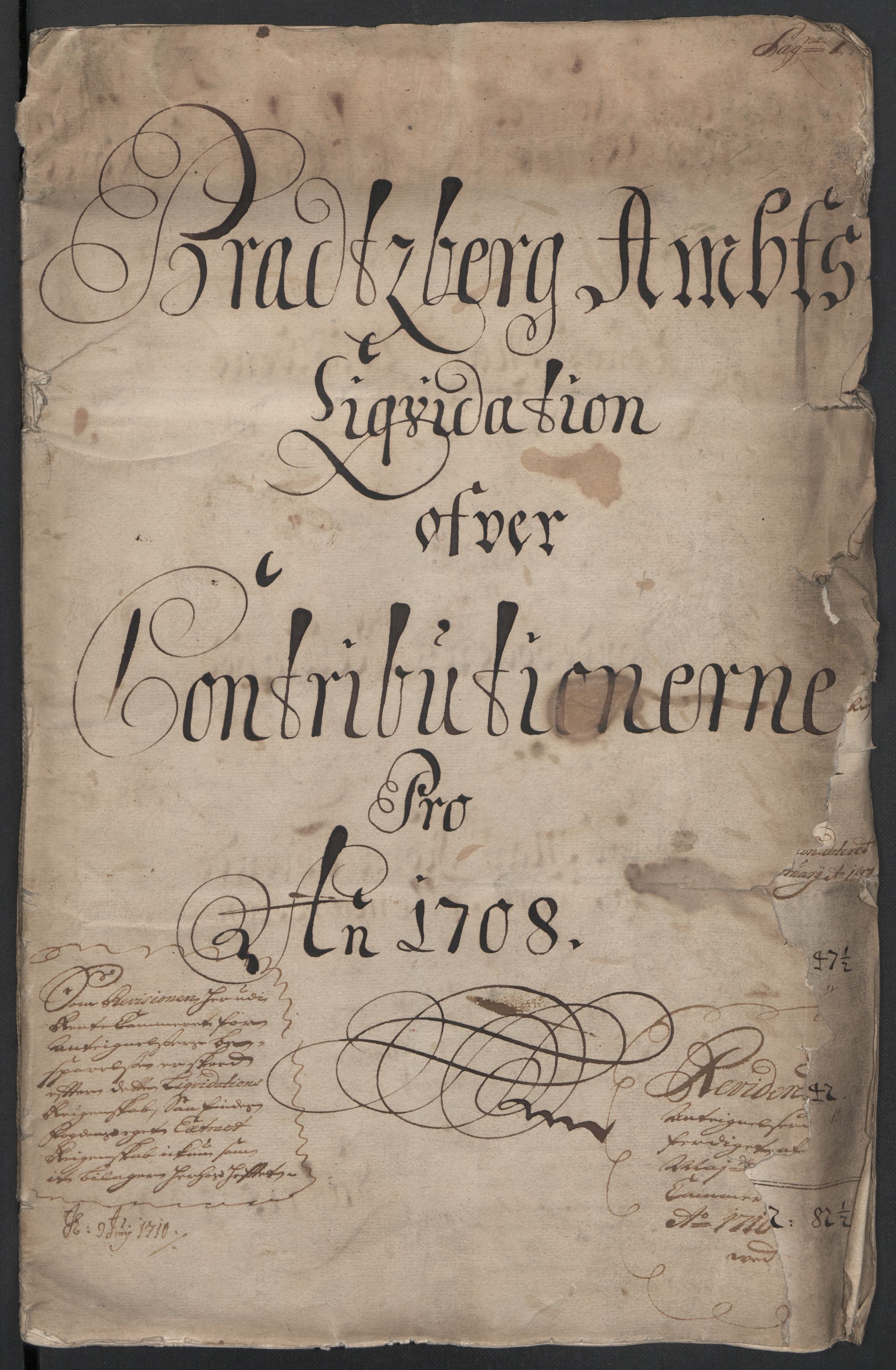 Rentekammeret inntil 1814, Reviderte regnskaper, Fogderegnskap, AV/RA-EA-4092/R36/L2118: Fogderegnskap Øvre og Nedre Telemark og Bamble, 1708-1709, s. 3