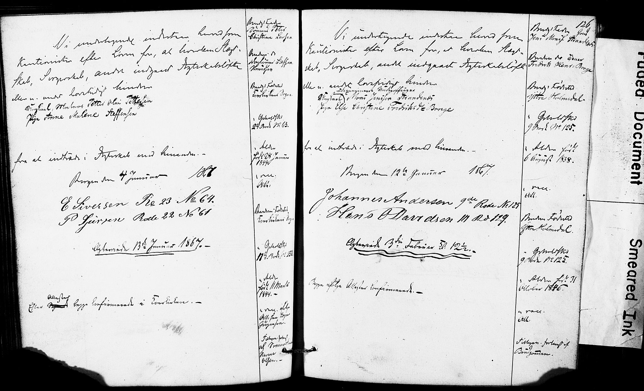 Domkirken sokneprestembete, SAB/A-74801: Forlovererklæringer nr. II.5.6, 1863-1870, s. 126