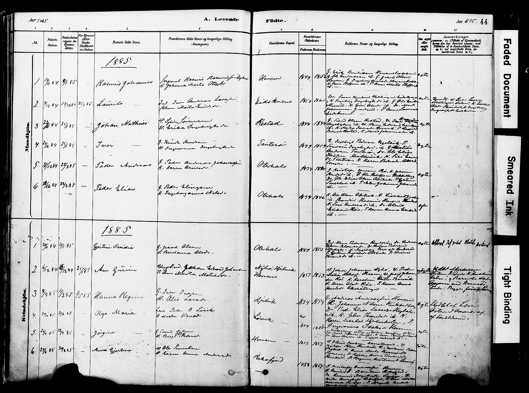 Ministerialprotokoller, klokkerbøker og fødselsregistre - Møre og Romsdal, SAT/A-1454/560/L0721: Ministerialbok nr. 560A05, 1878-1917, s. 44