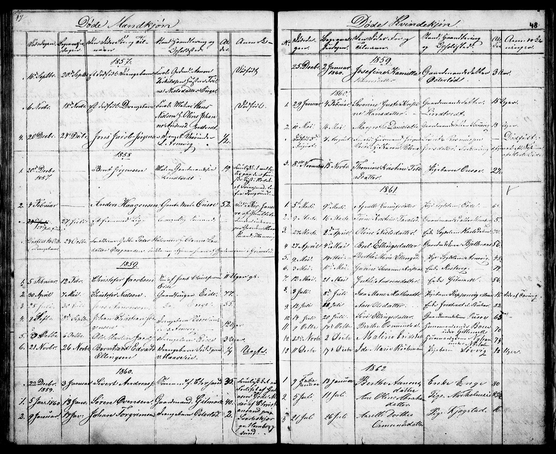 Hommedal sokneprestkontor, SAK/1111-0023/F/Fb/Fba/L0002: Klokkerbok nr. B 2, 1841-1863, s. 48