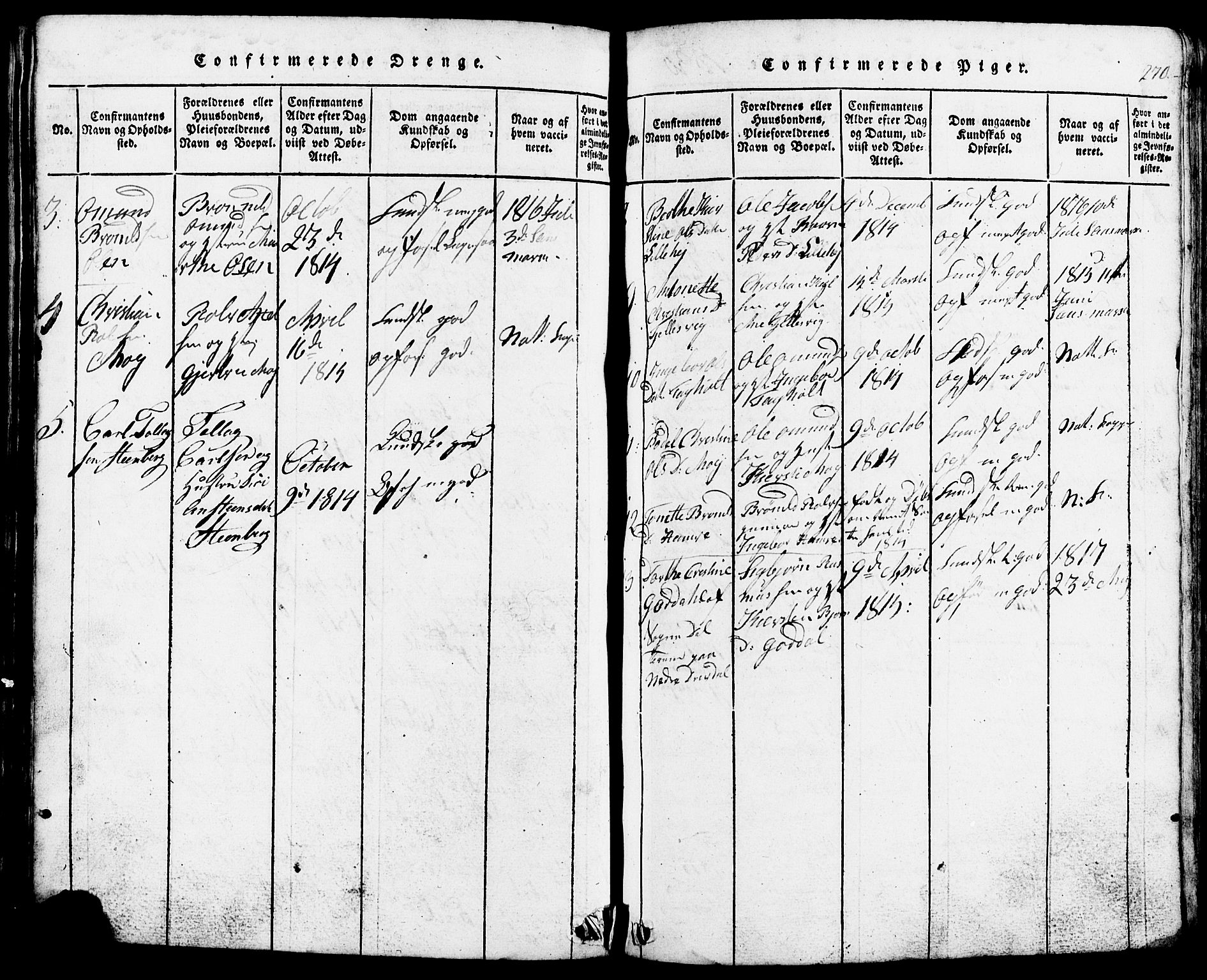 Lund sokneprestkontor, SAST/A-101809/S07/L0002: Klokkerbok nr. B 2, 1816-1832, s. 270