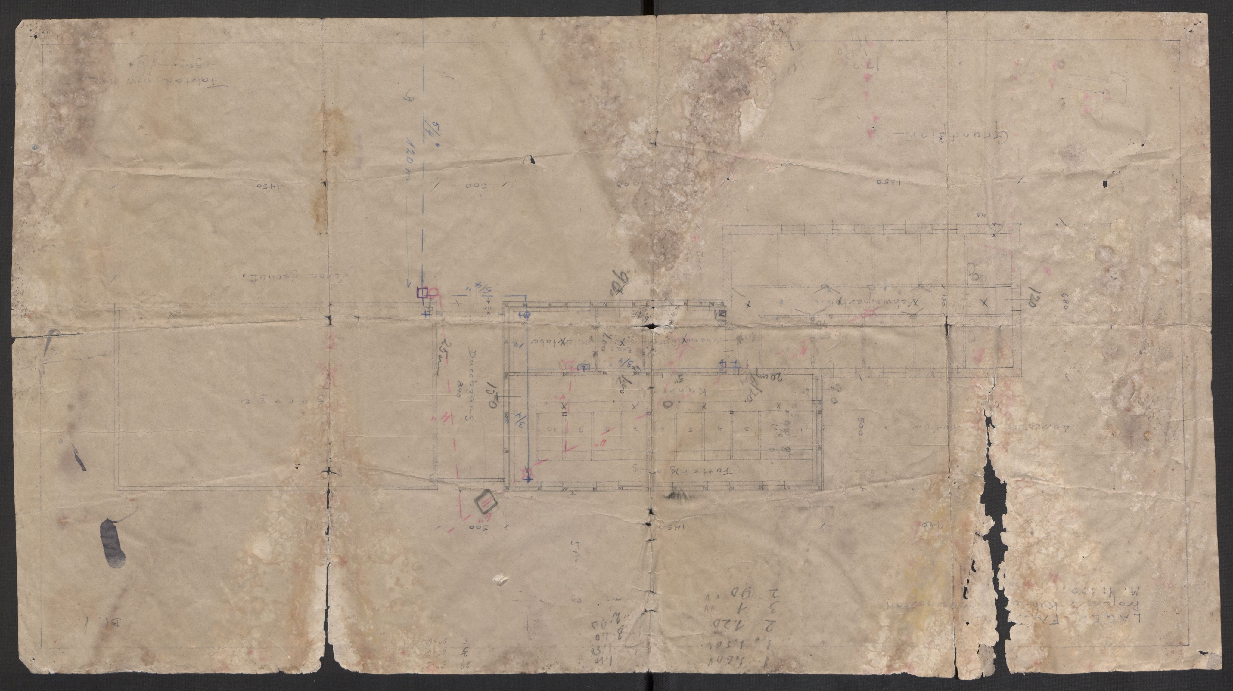 Befehlshaber der Sicherheitspolizei und des SD, AV/RA-RAFA-5969/F/Fc/L0020: Plantegning for driftsbygning på Falstad, 1942-1945