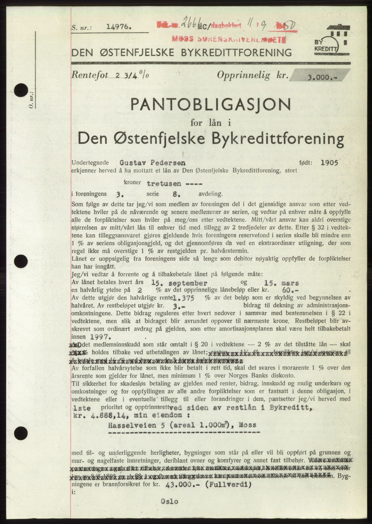 Moss sorenskriveri, SAO/A-10168: Pantebok nr. B25, 1950-1950, Dagboknr: 2666/1950