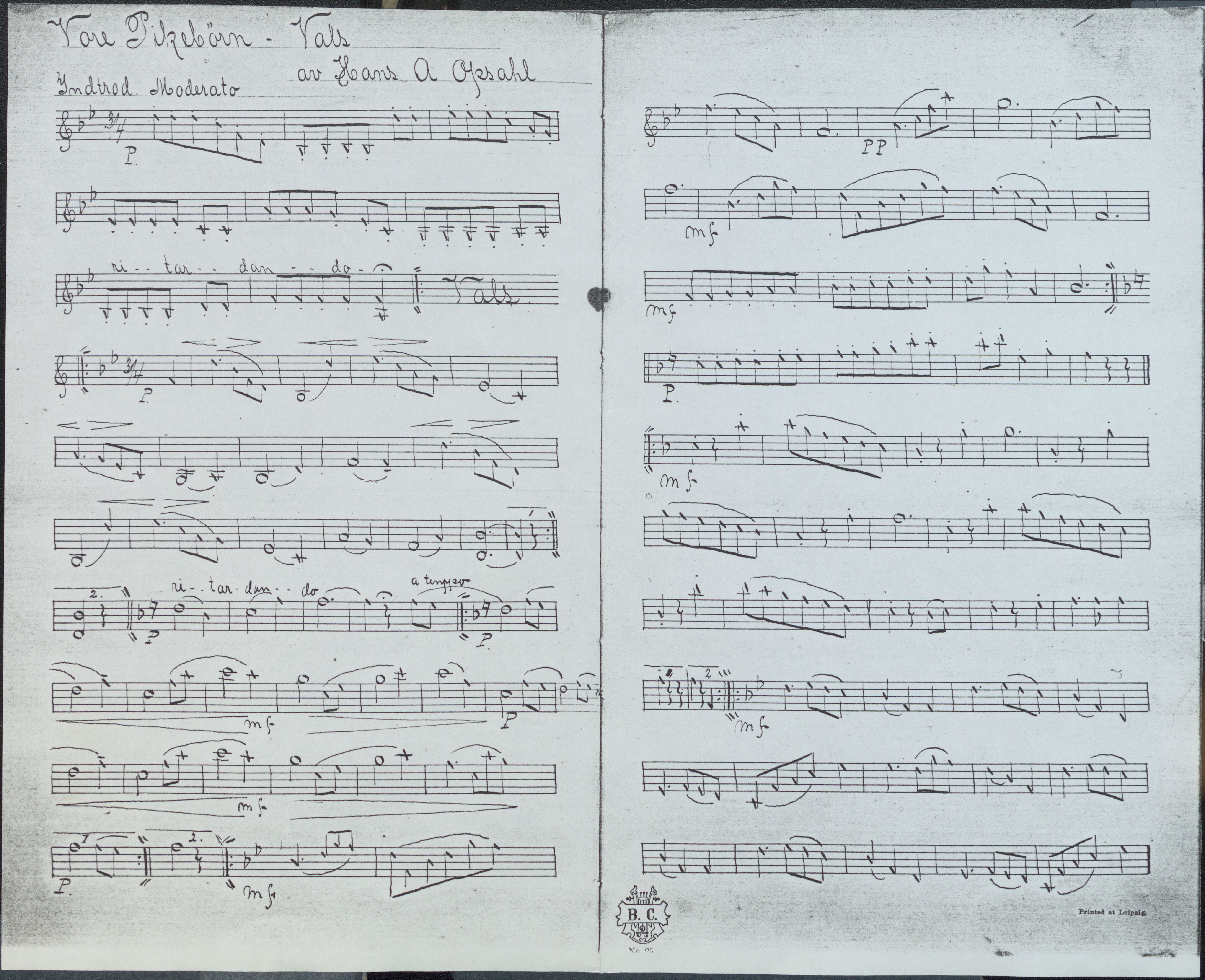 Sa 42 - Storgårds- og folkemusikk fra Klokkergården (Lardal bygdetun), VEMU/A-2514/F/L0001/0006: Originale håndskrevne, trykte og kopierte noter og notebøker, hefter, brev m.m. / Noter etter Hans Andreassen Opsahl, Lardal, 1820-1920