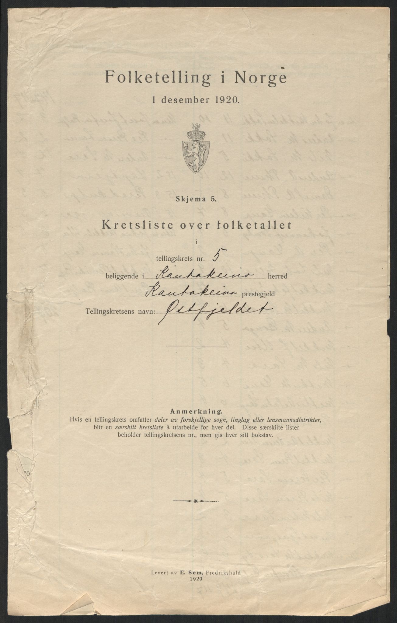 SATØ, Folketelling 1920 for 2011 Kautokeino herred, 1920, s. 18