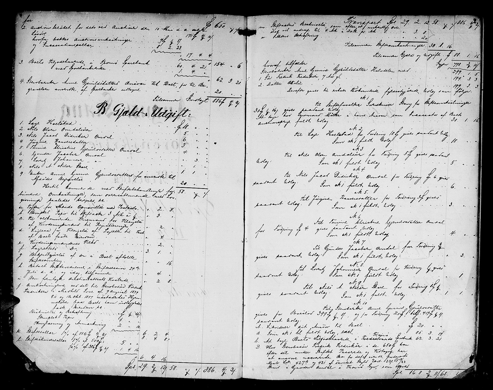 Nedenes sorenskriveri, SAK/1221-0006/H/Hc/L0017: Skifteutlodningsprotokoll nr 3 med register, 1875-1891, s. 1b-2a