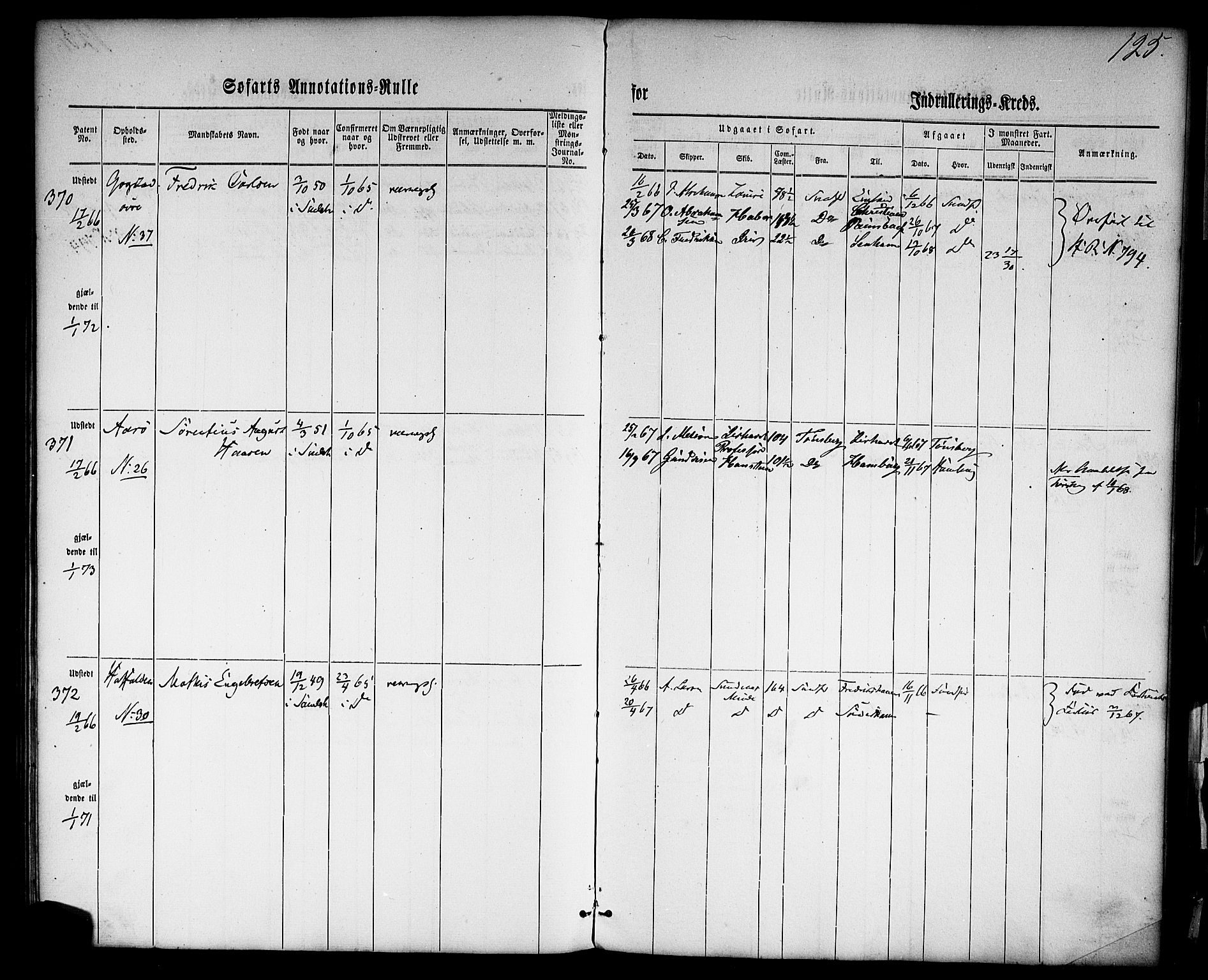 Sandefjord innrulleringskontor, AV/SAKO-A-788/F/Fa/L0001: Annotasjonsrulle, 1860-1868, s. 149