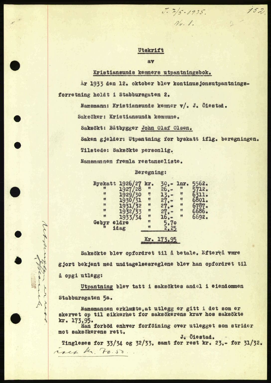 Kristiansund byfogd, SAT/A-4587/A/27: Pantebok nr. 28, 1934-1936, Tingl.dato: 07.05.1935