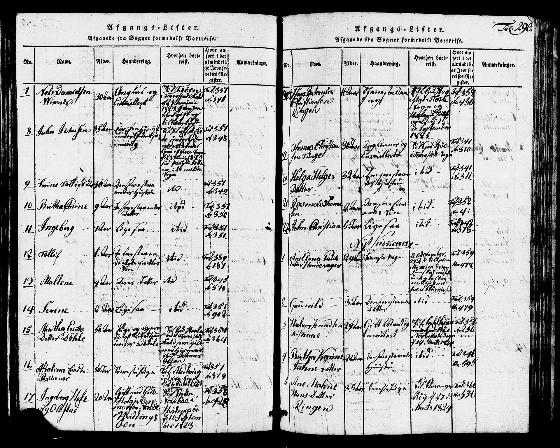Avaldsnes sokneprestkontor, AV/SAST-A -101851/H/Ha/Hab/L0001: Klokkerbok nr. B 1, 1816-1825, s. 290