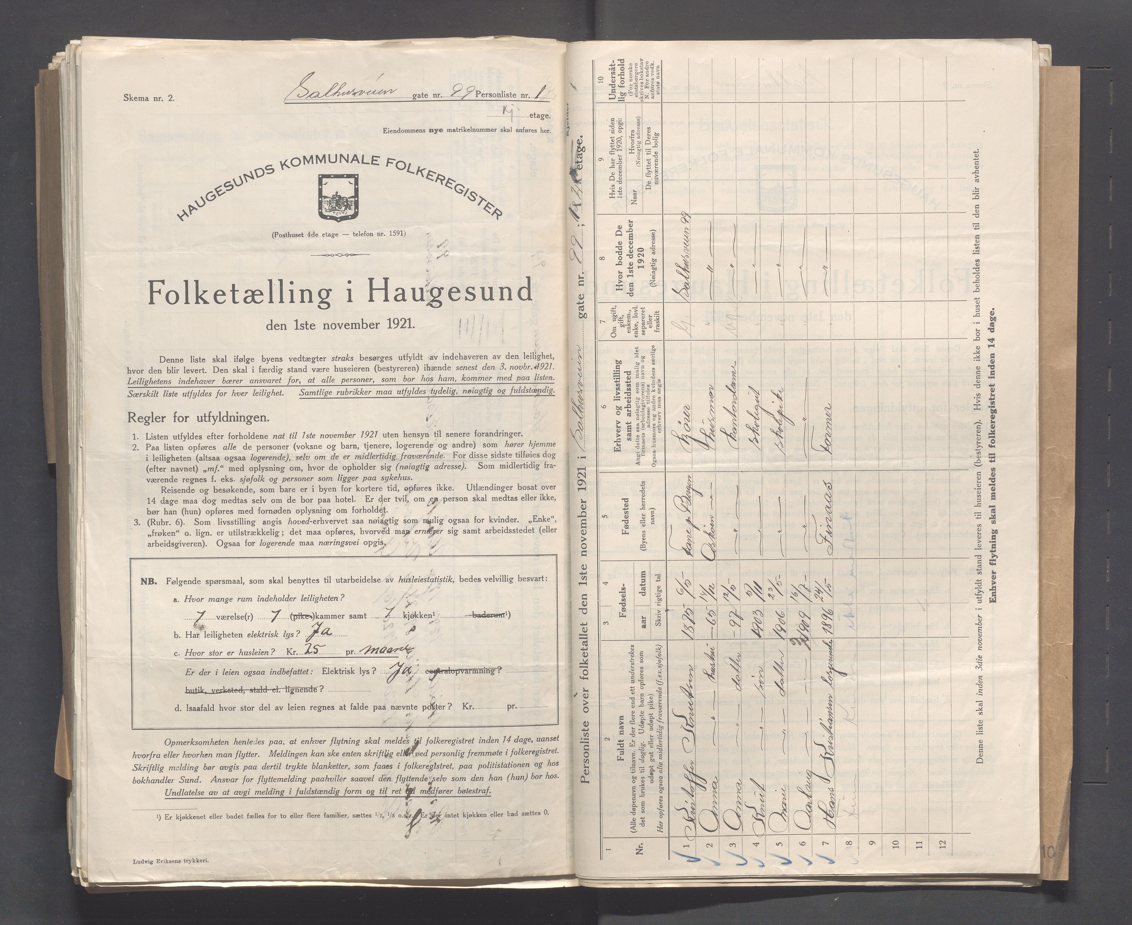 IKAR, Kommunal folketelling 1.11.1921 for Haugesund, 1921, s. 3588