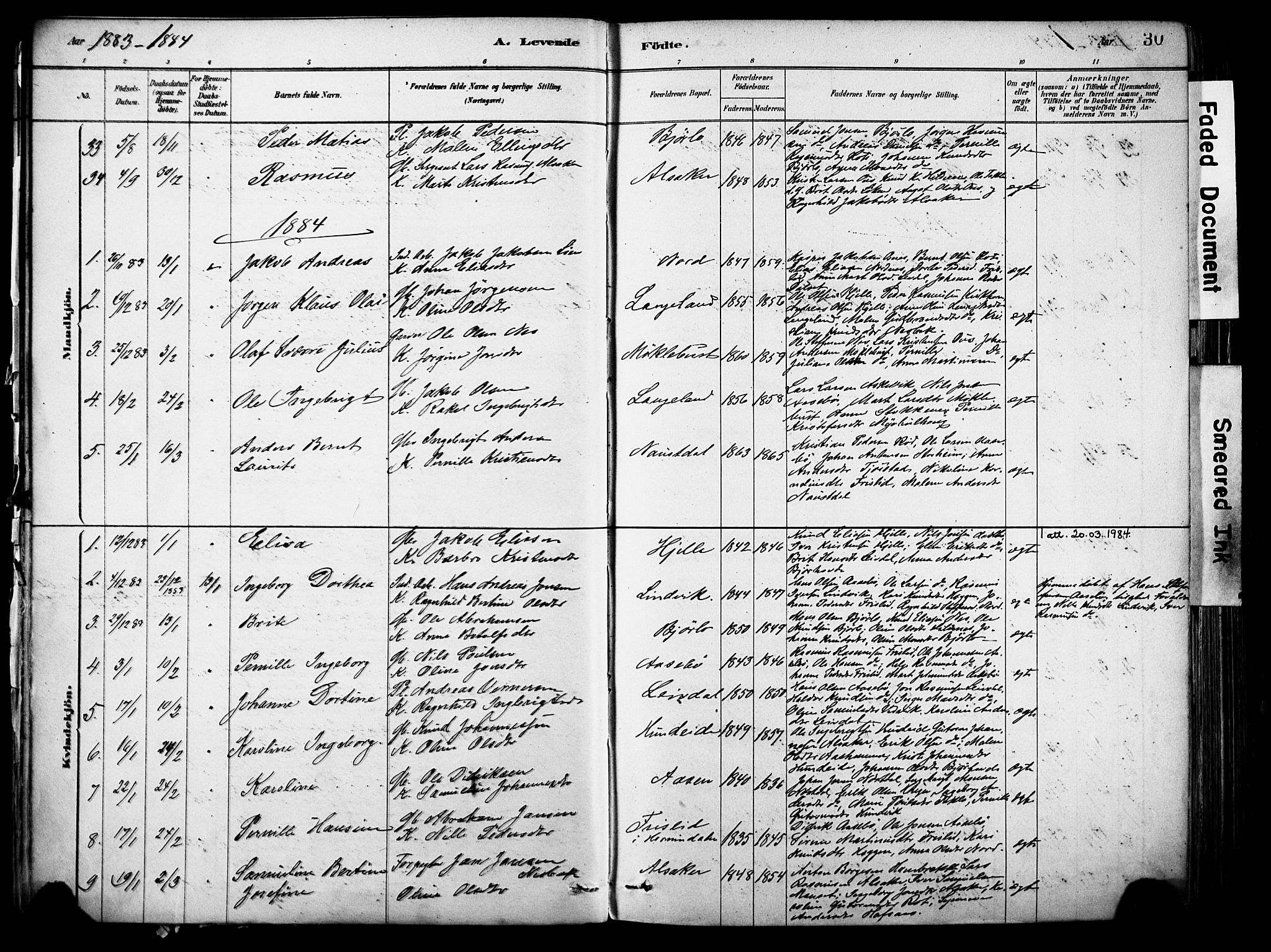 Eid sokneprestembete, AV/SAB-A-82301/H/Haa/Haab/L0001: Ministerialbok nr. B 1, 1879-1906, s. 30