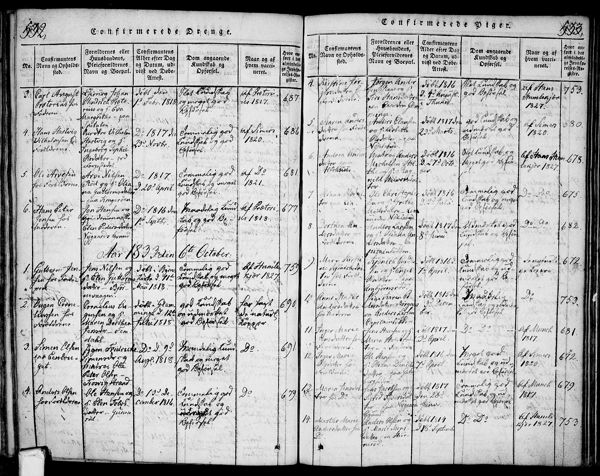 Glemmen prestekontor Kirkebøker, AV/SAO-A-10908/F/Fa/L0004: Ministerialbok nr. 4, 1816-1838, s. 532-533