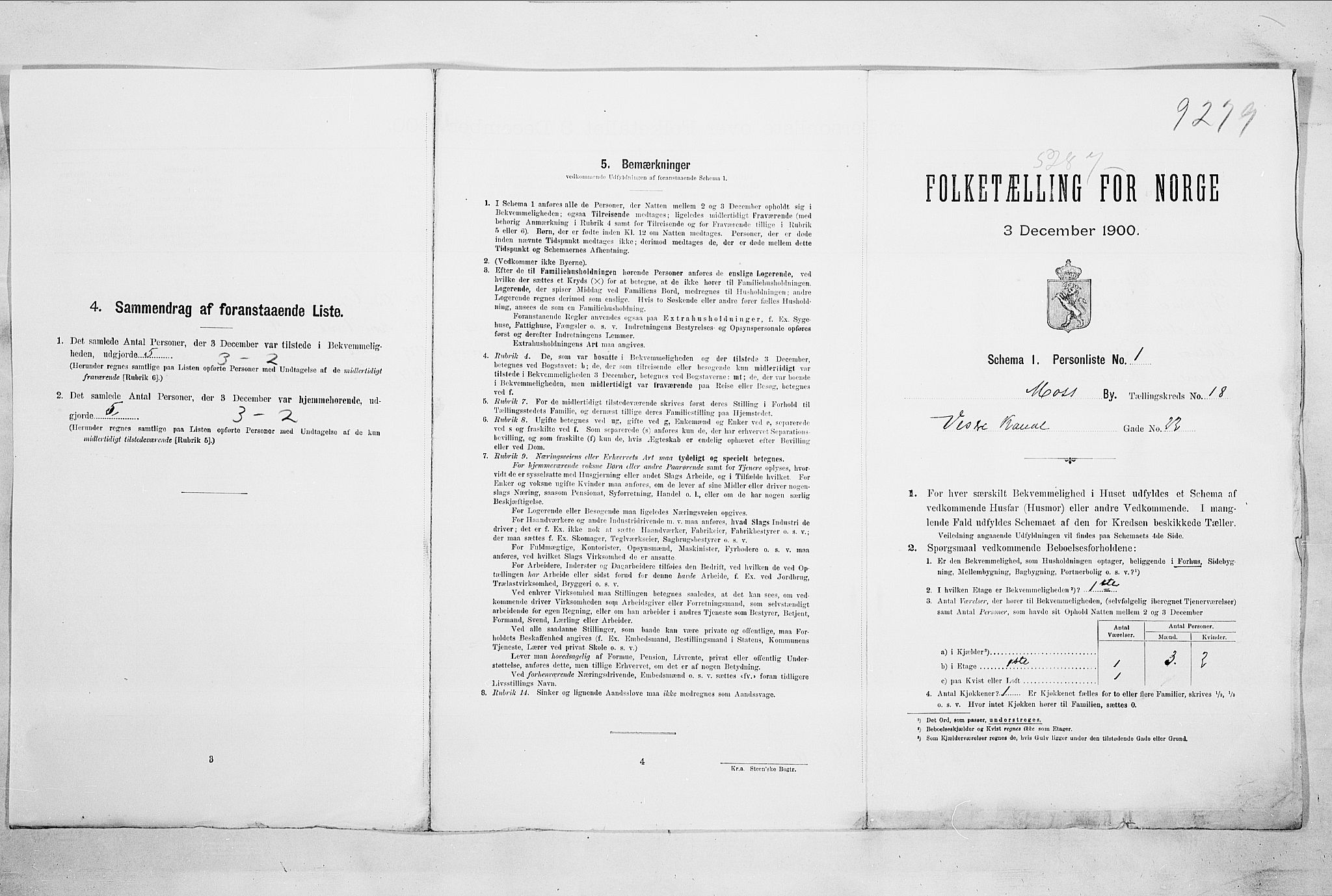 SAO, Folketelling 1900 for 0104 Moss kjøpstad, 1900