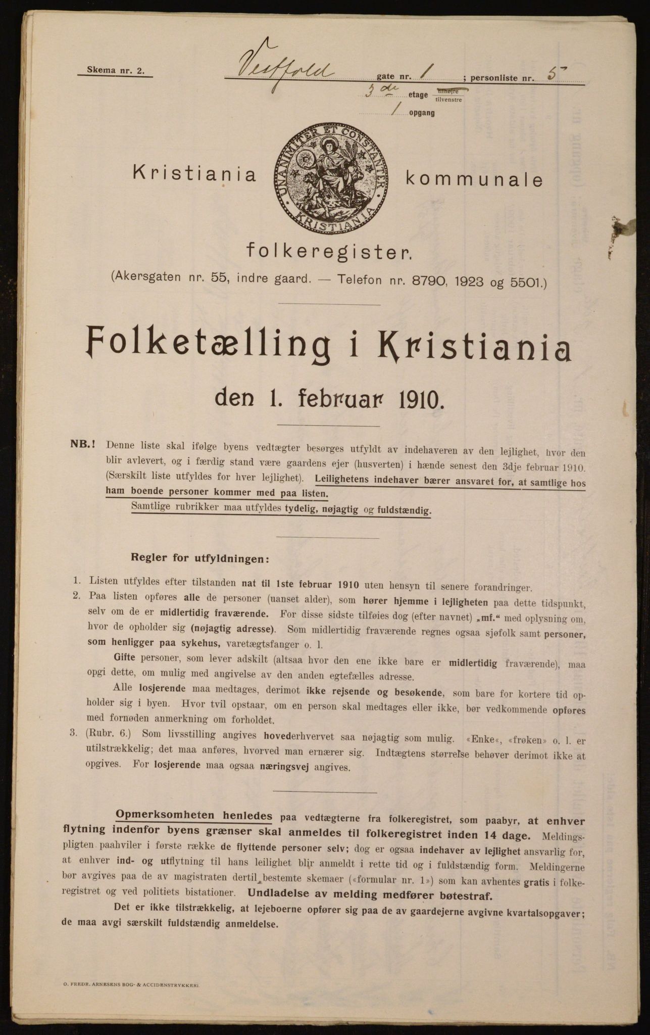 OBA, Kommunal folketelling 1.2.1910 for Kristiania, 1910, s. 116008