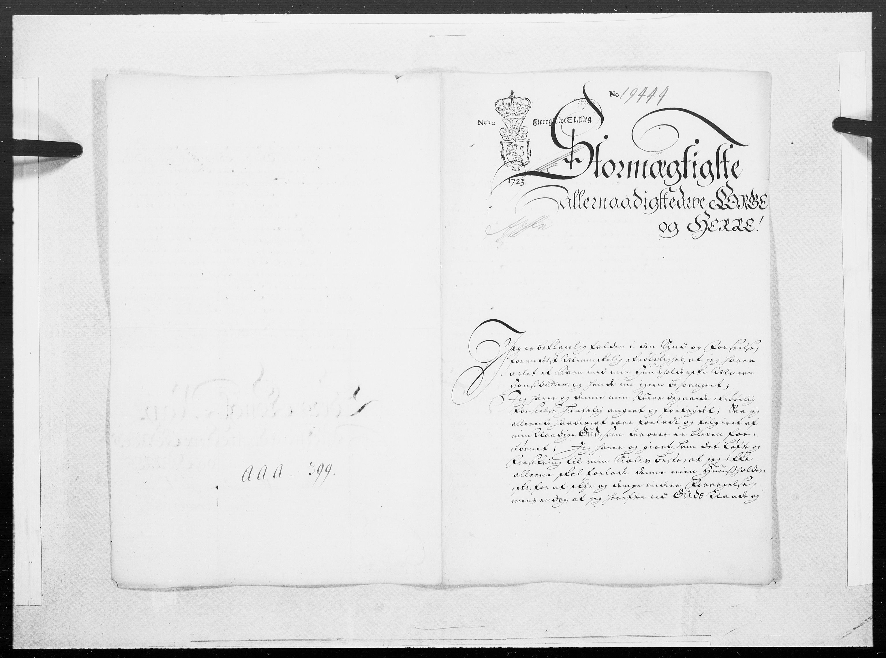 Danske Kanselli 1572-1799, AV/RA-EA-3023/F/Fc/Fcc/Fcca/L0092: Norske innlegg 1572-1799, 1723, s. 560