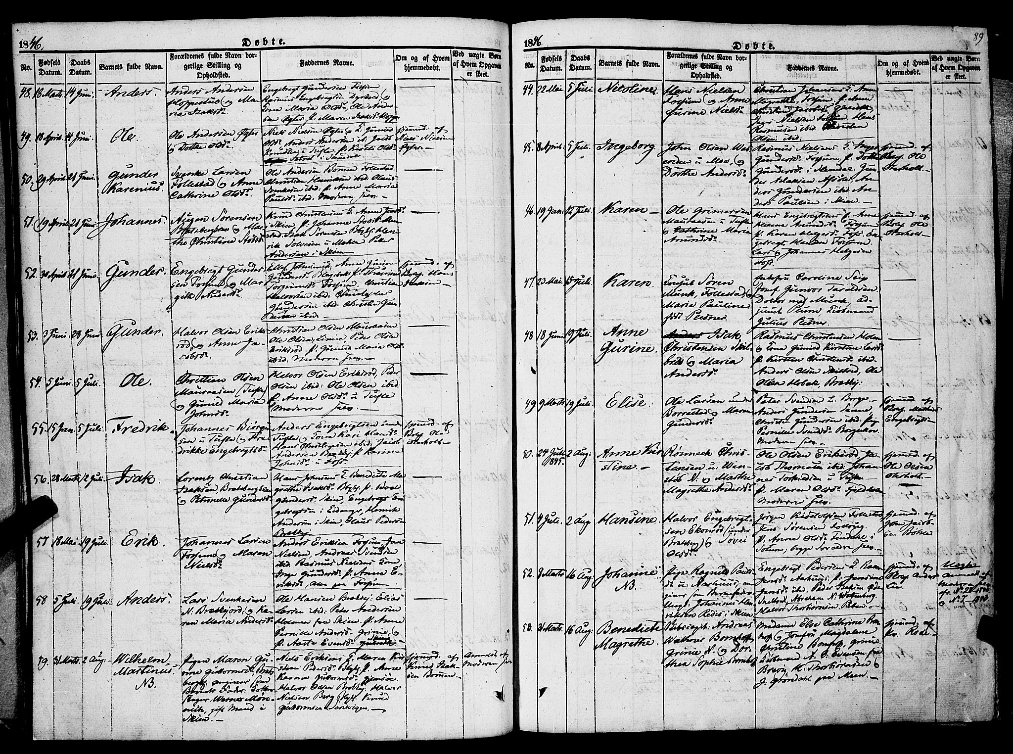Gjerpen kirkebøker, AV/SAKO-A-265/F/Fa/L0007a: Ministerialbok nr. I 7A, 1834-1857, s. 89